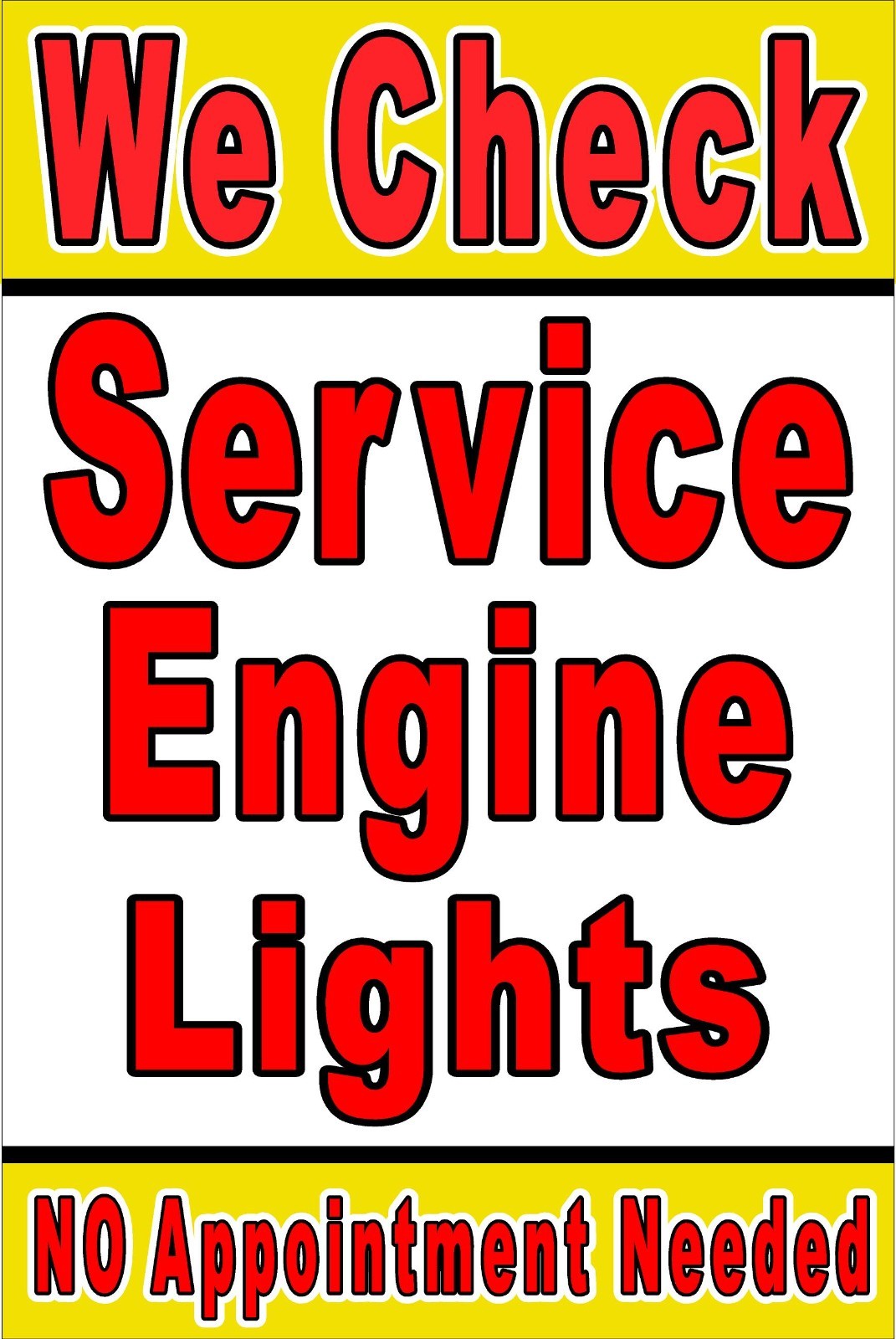 We Check Service Engine Lights Auto Repair Advertising poster sign