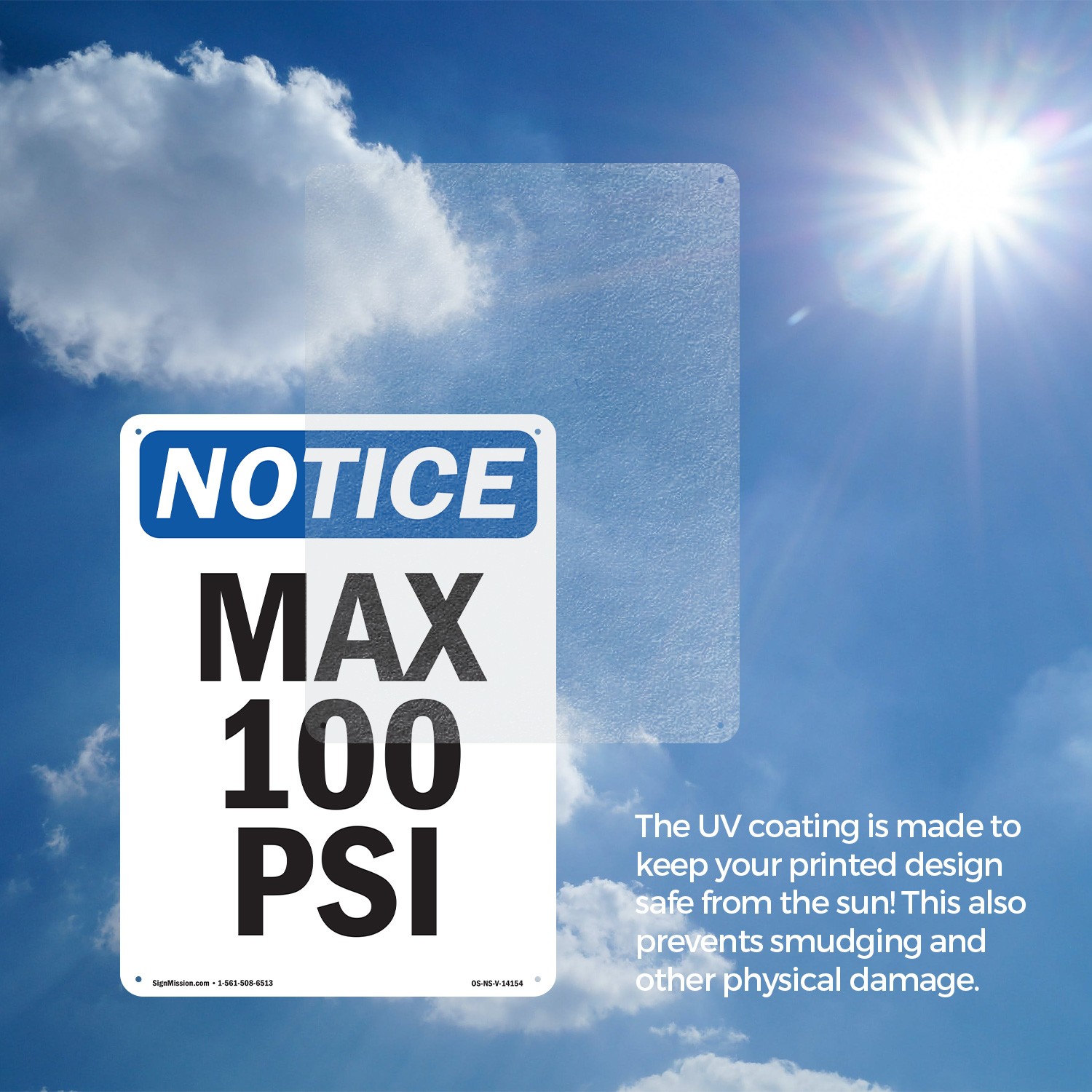 Max 100 PSI OSHA Notice Sign Metal, Plastic, Or Decal – 5 or 10 Pack