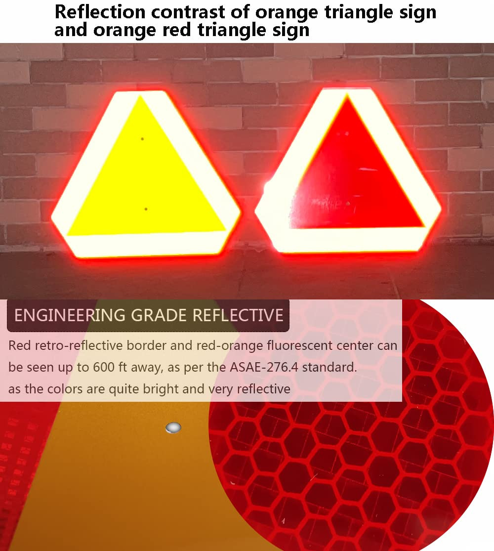 Orange Slow Moving Vehicle Sign, SMV Reflective Triangle, 14X16 Aluminum | Refle