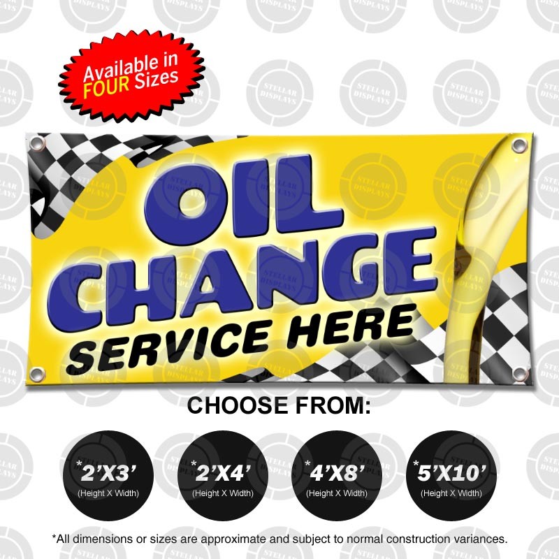 OIL CHANGE SERVICE HERE Banner Open Sign Mechanic Shop Automotive Repair Display