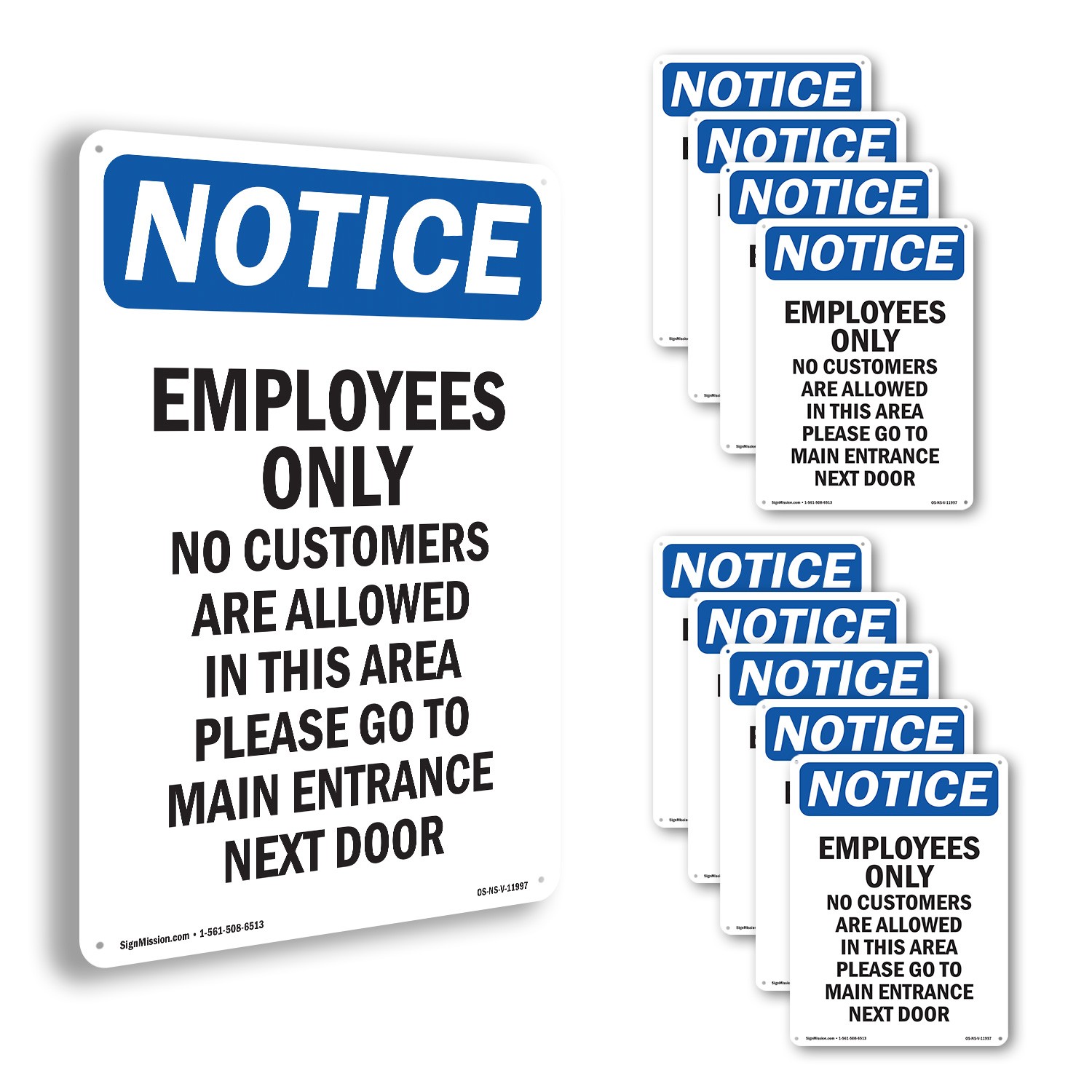 Employees Only No Customers Are OSHA Notice Sign Metal,, Decal 5 or 10 Pack