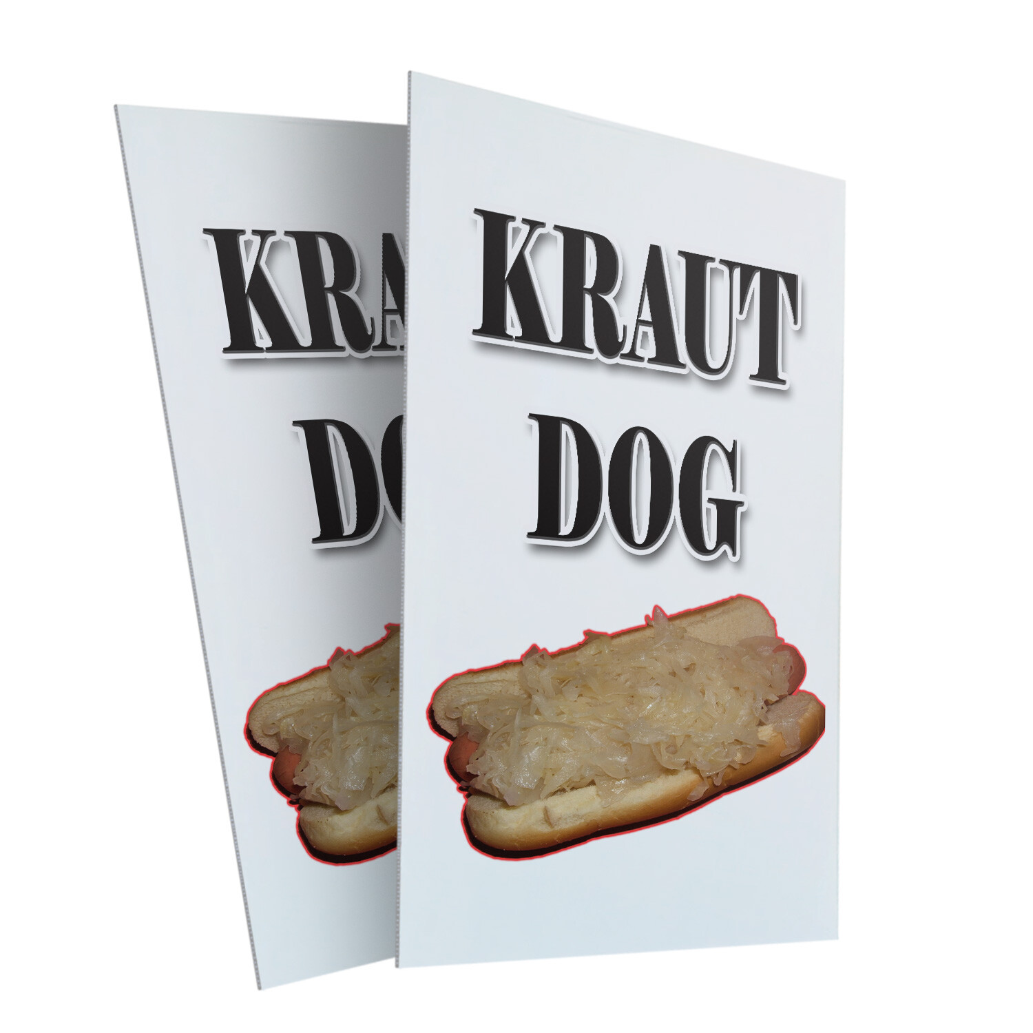 Kraut Hot Dog 24″ x 36″ 2 Pack Of Store Sign Plastic Or Decal