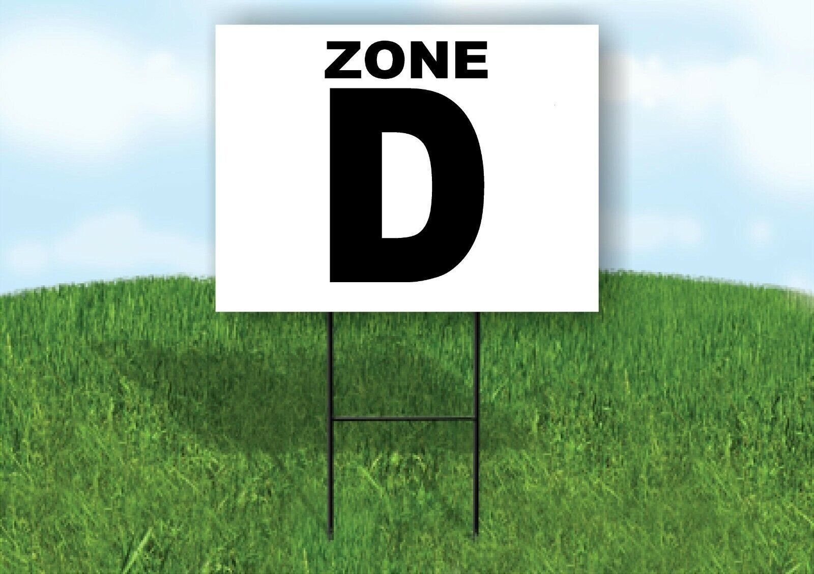 ZONE D BLACK WHITE Yard Sign with Stand LAWN SIGN