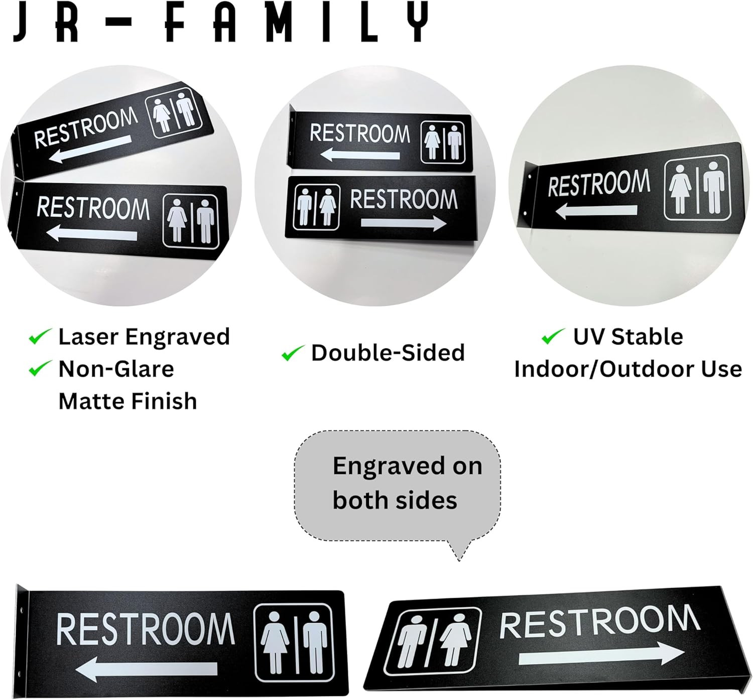 Restroom Signs for Business â€“ 4×12 Double-Sided Bathroom Signs with Arrow