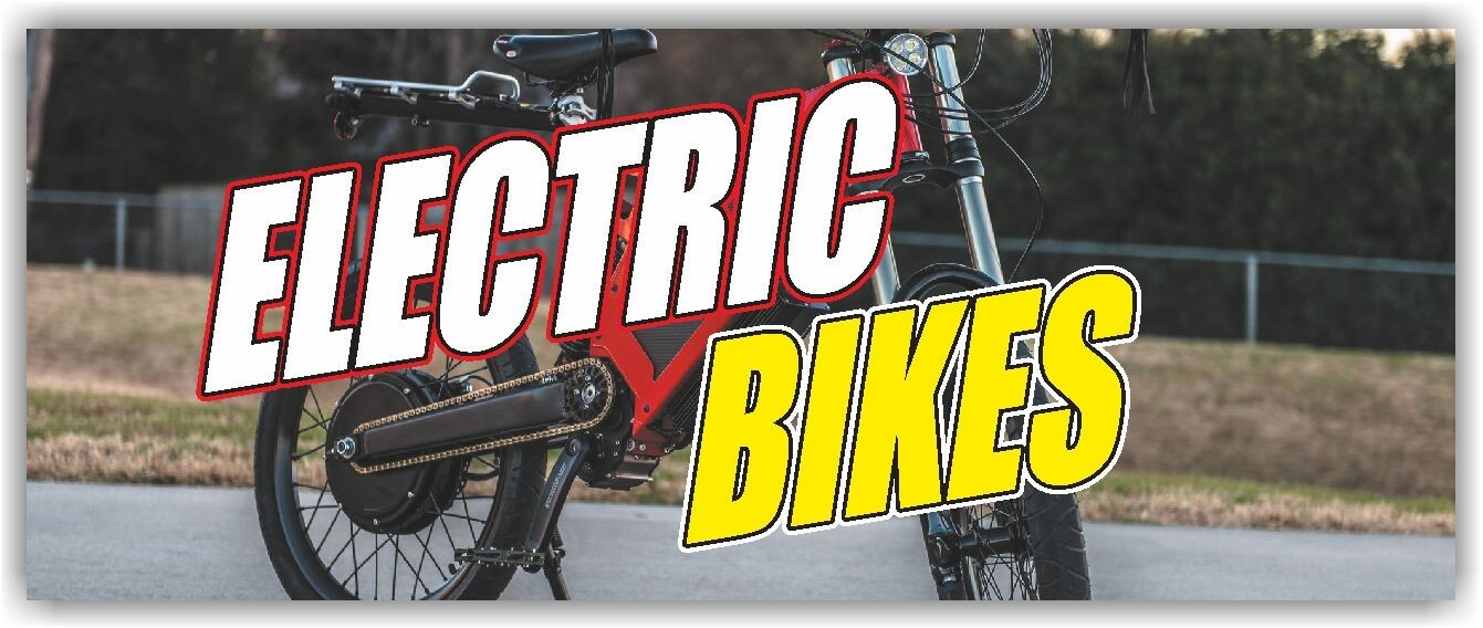 ELECTRIC BIKES Advertising Banner Vinyl Sign Rental Bicycle Scooter Shop Rent