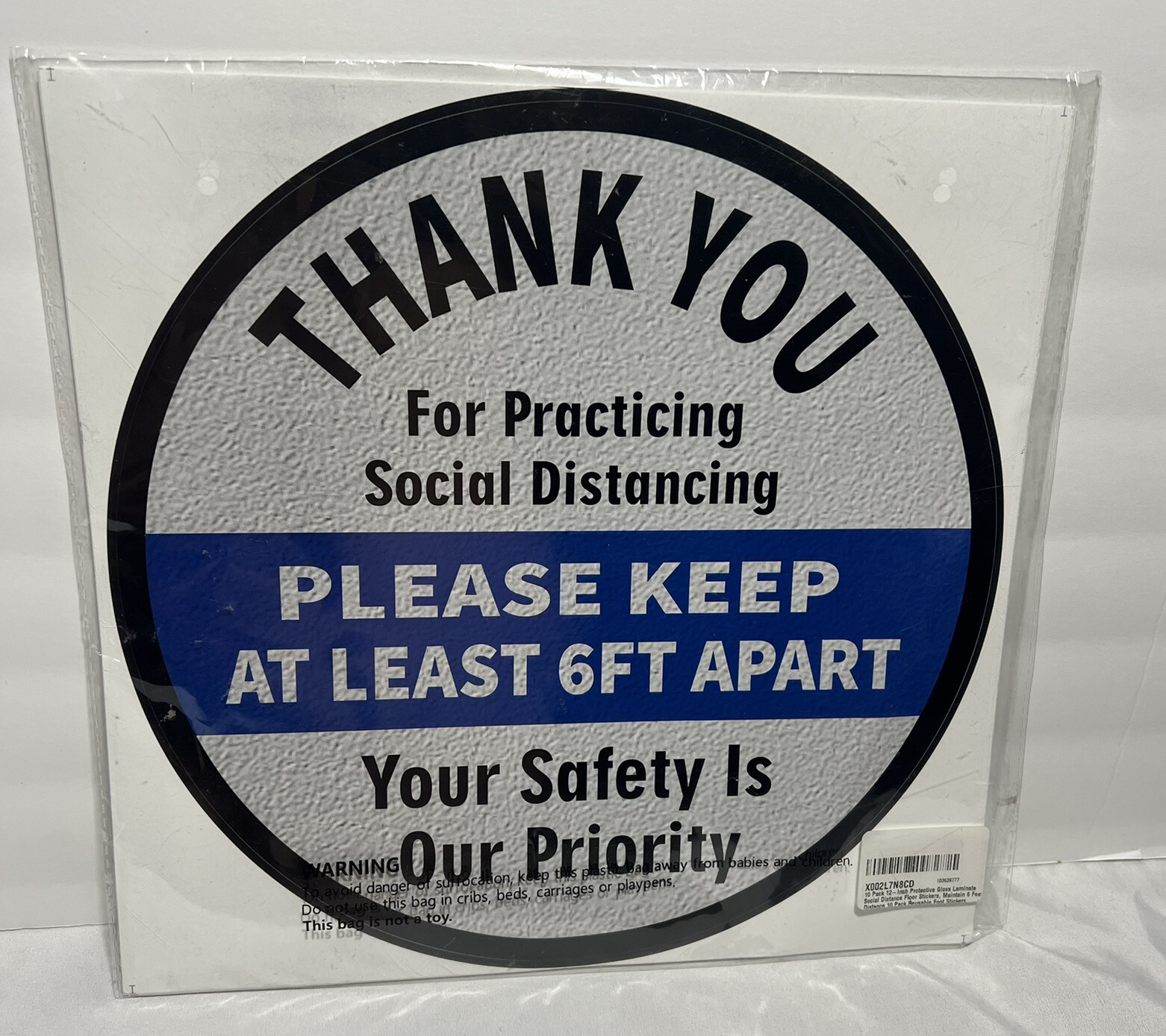 10 Pack 12-Inch Protective Gloss Laminate Social Distance Floor Stickers, Mai…