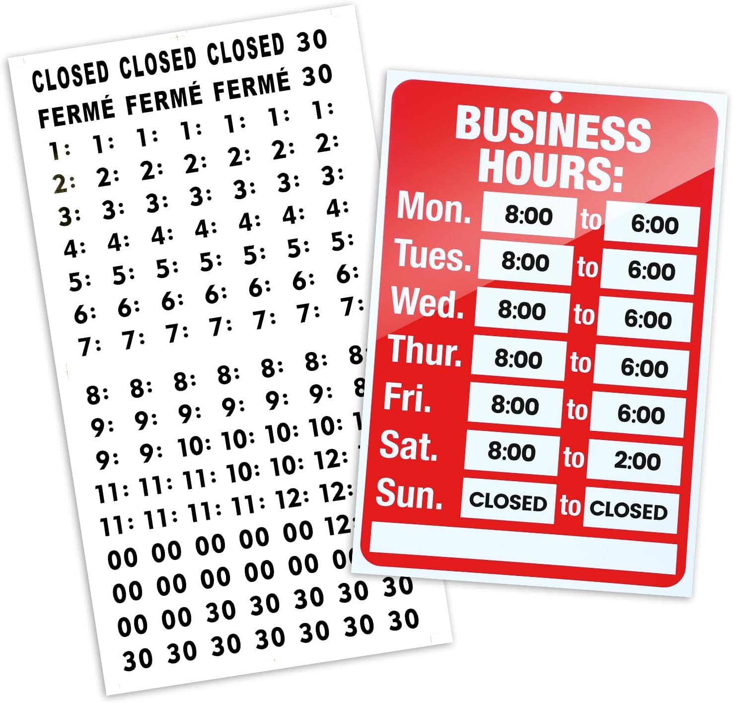 2 Pcs Business Hours Sign, Open Hours Signs for Business Adjustable Open and Clo