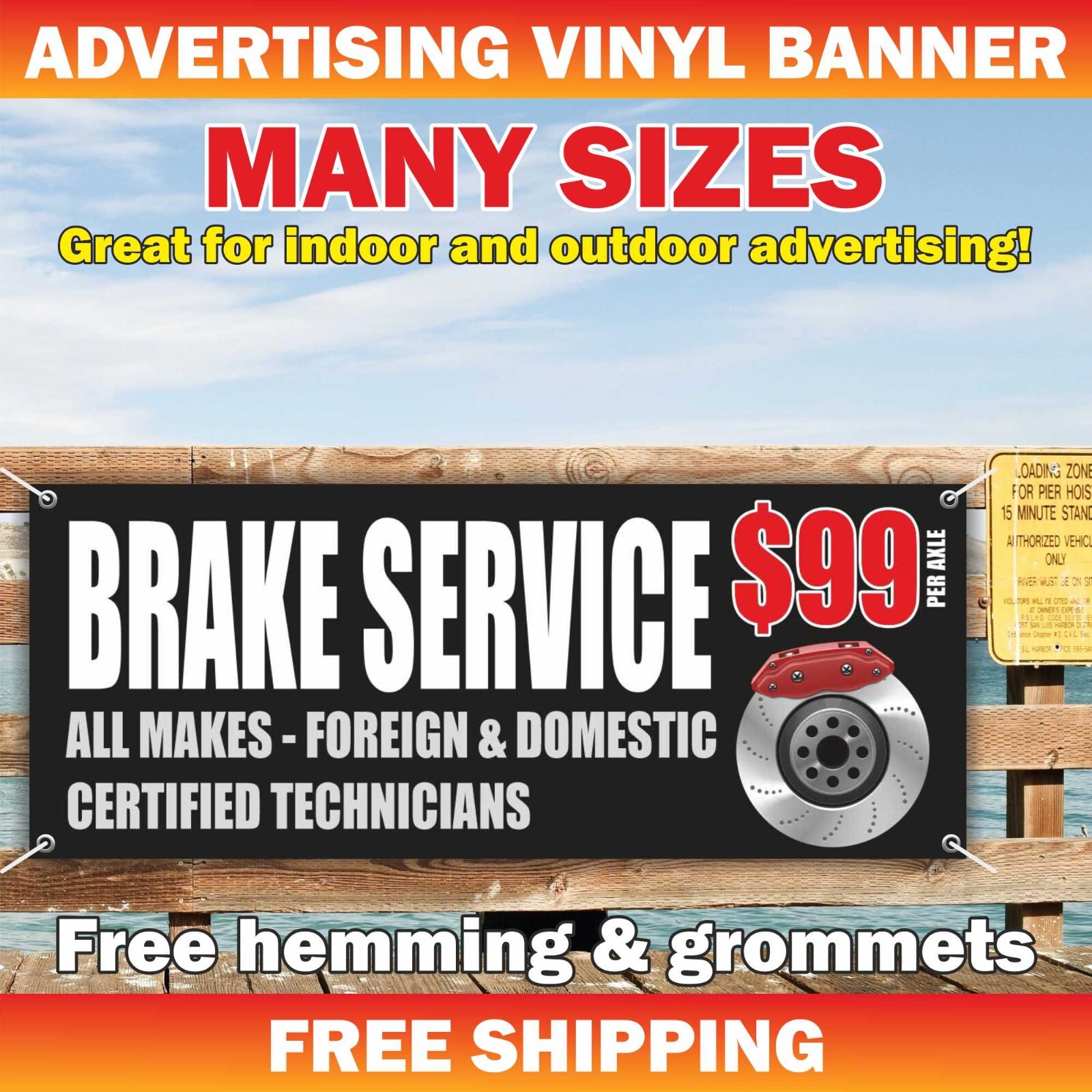 BRAKE SERVICE Advertising Banner Vinyl Sign Auto Repair Shop Garage Mechanic Car