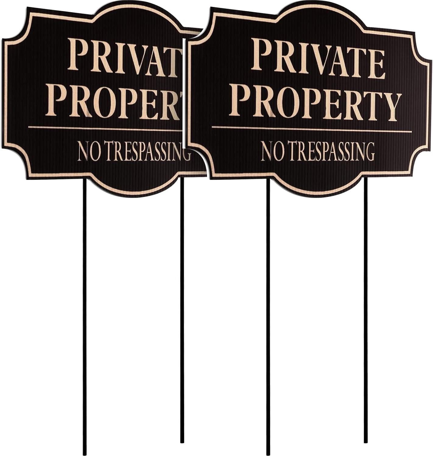 2-pack No Trespassing Signs, 11.8 X 6.7 Inches, Private Property Decorative Sign