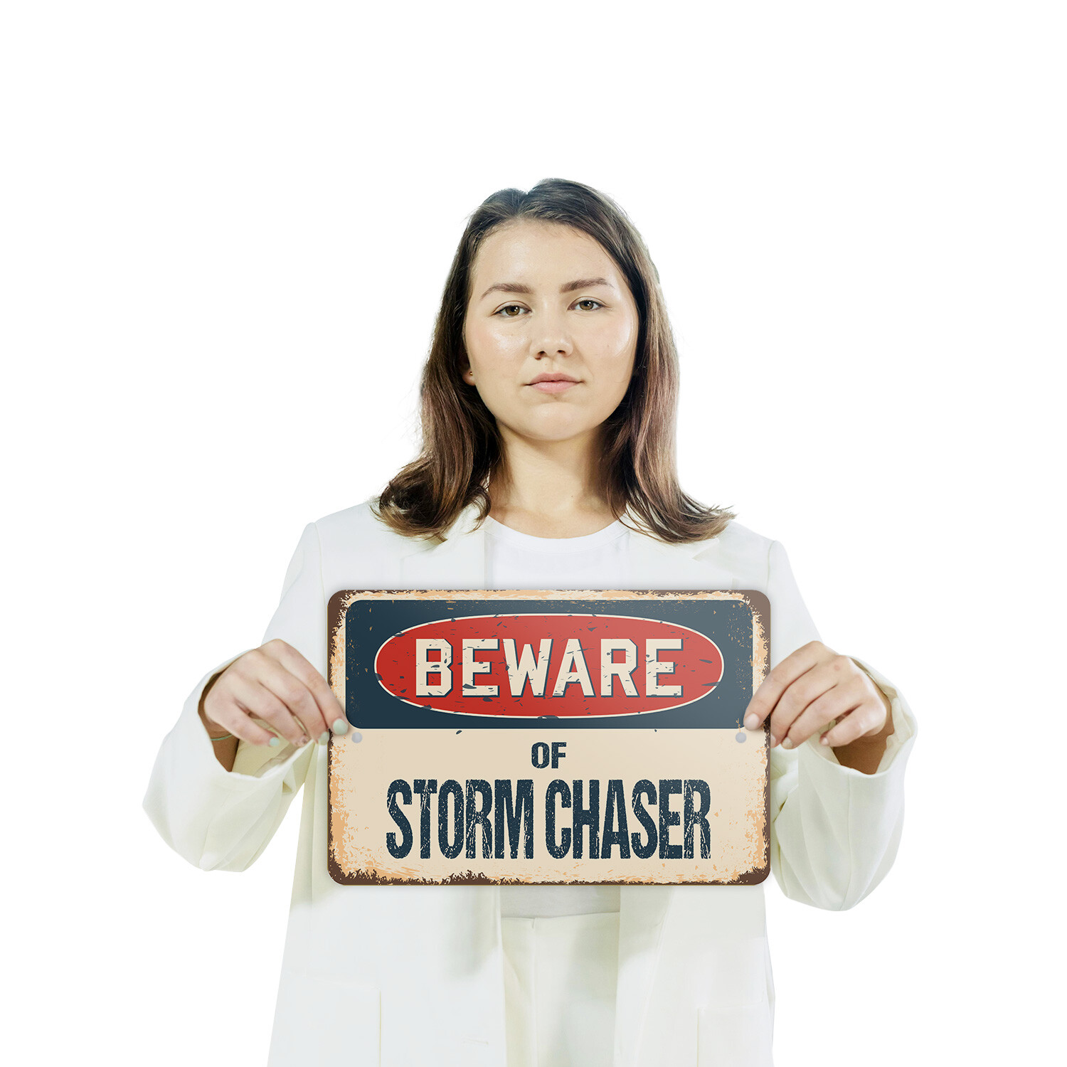 Storm Chaser (3 Pack) Plastic Street Sign Crossing Warning Vintage Rustic Beware