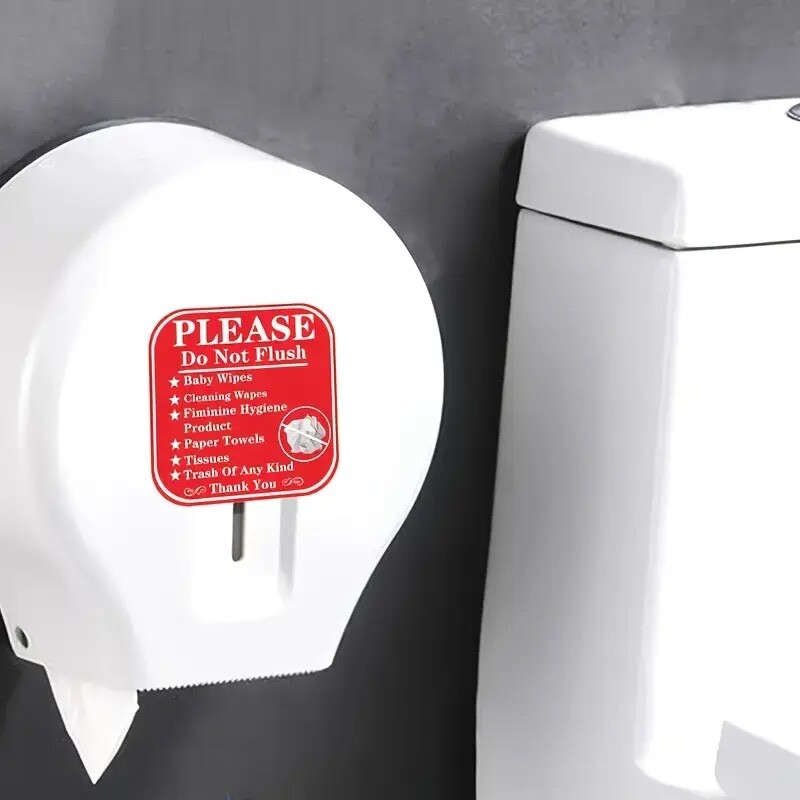 12-Pack 6×6 inch Please Do Not Flush Bathroom Signage Decals-Vinyl Self-Adhesive