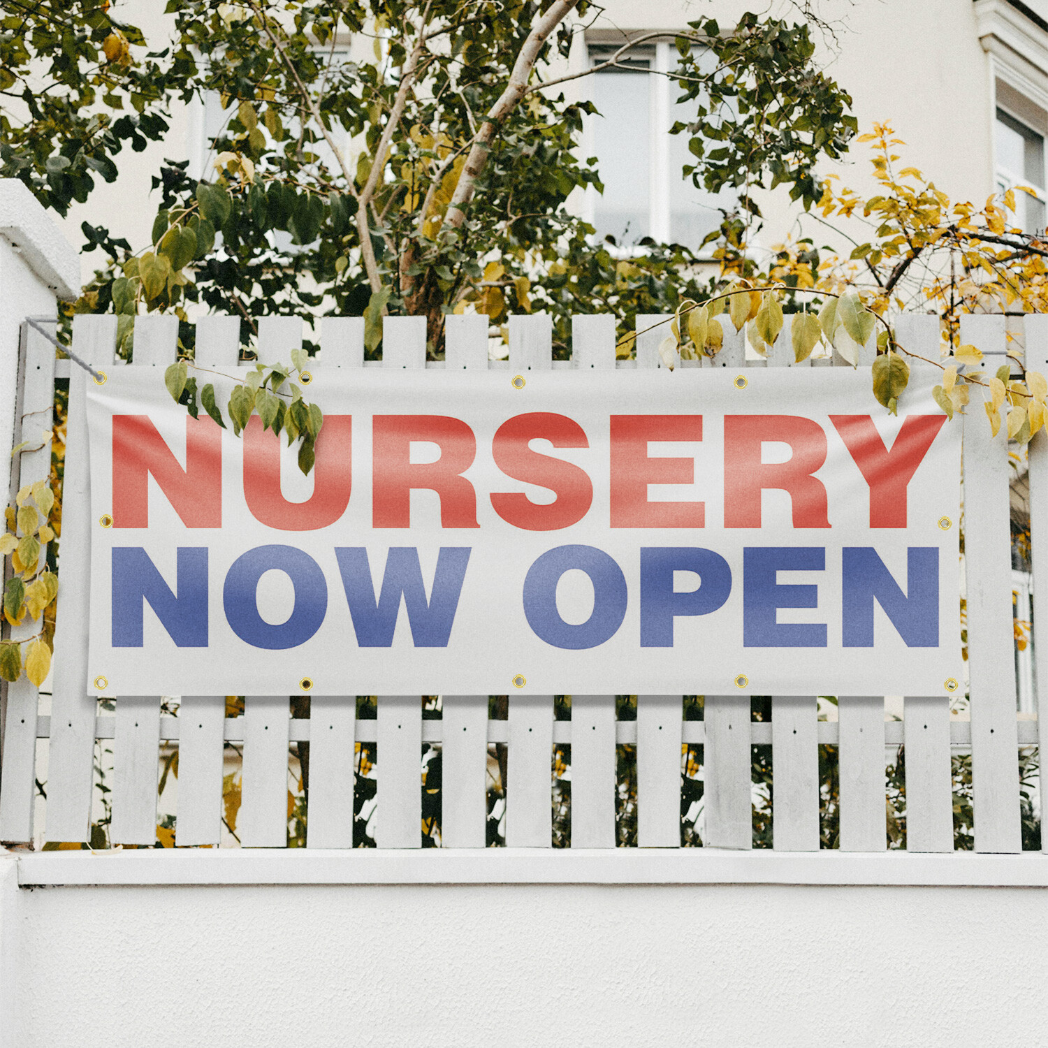 Nursery Now Open Vinyl Banner Sign with Metal Grommets Heavy-Duty Single-Sided
