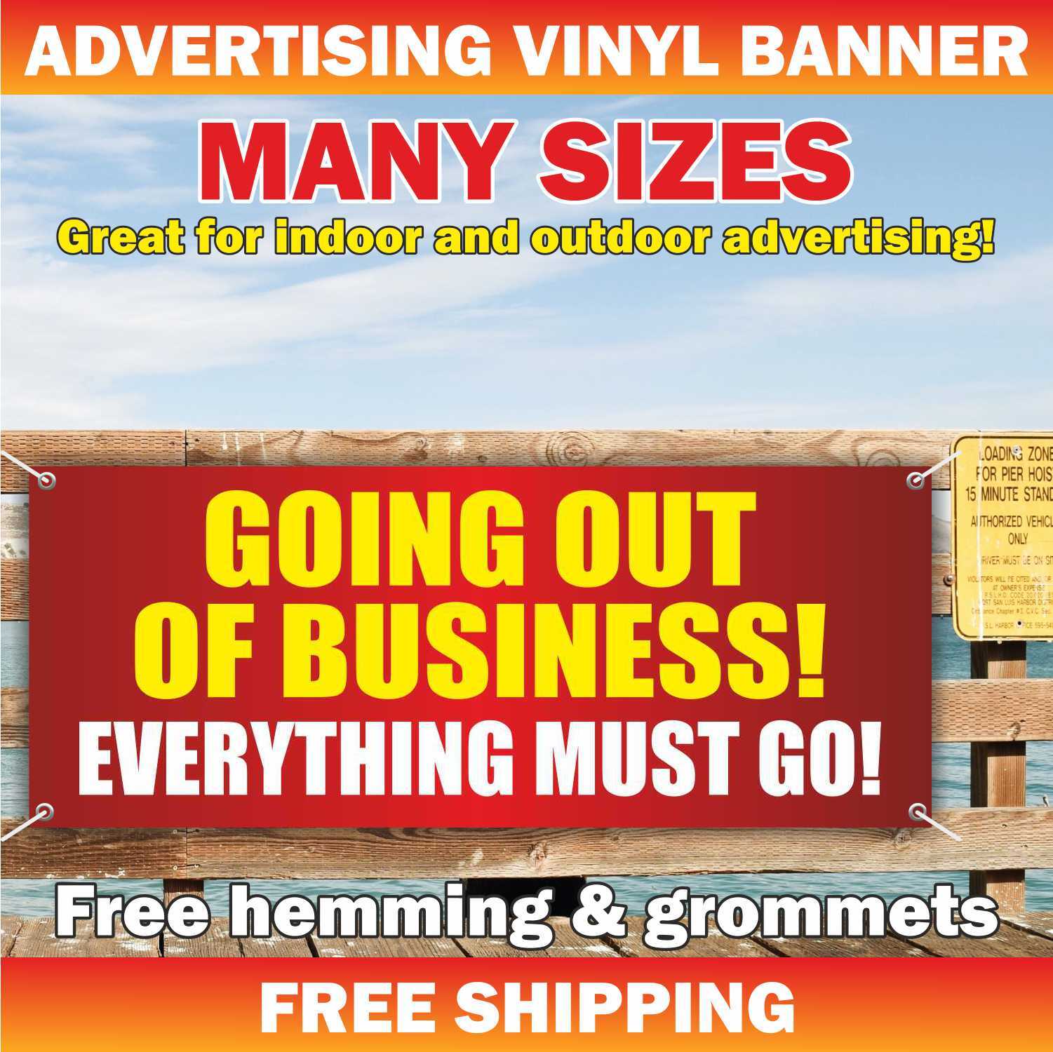 GOING OUT OF BUSINESS EVERYTHING MUST GO Advertising Banner Vinyl Mesh Sign Sale