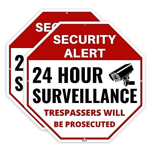 Paquete de 2 señales de videovigilancia de 10×10 pulgadas, aluminio sin óxido