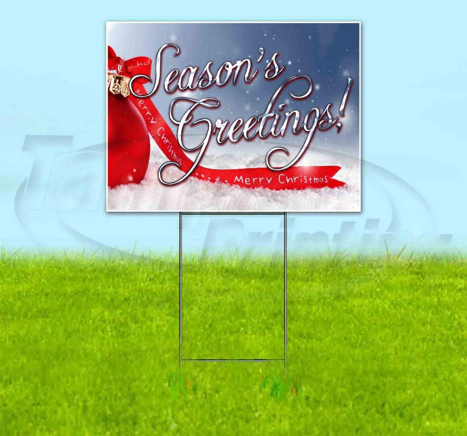 SEASONS GREETINGS 18×24 Yard Sign Corrugated Plastic Bandit Lawn USA CHRISTMAS