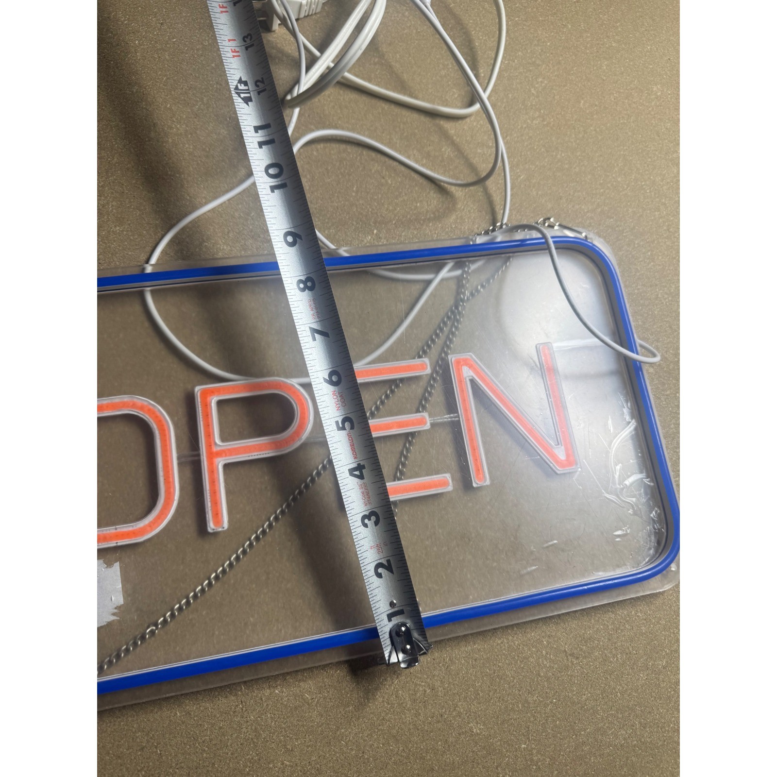 LED Neon Open Sign Pink Blue Border Electric Storefront Window Light 16×9 Inch