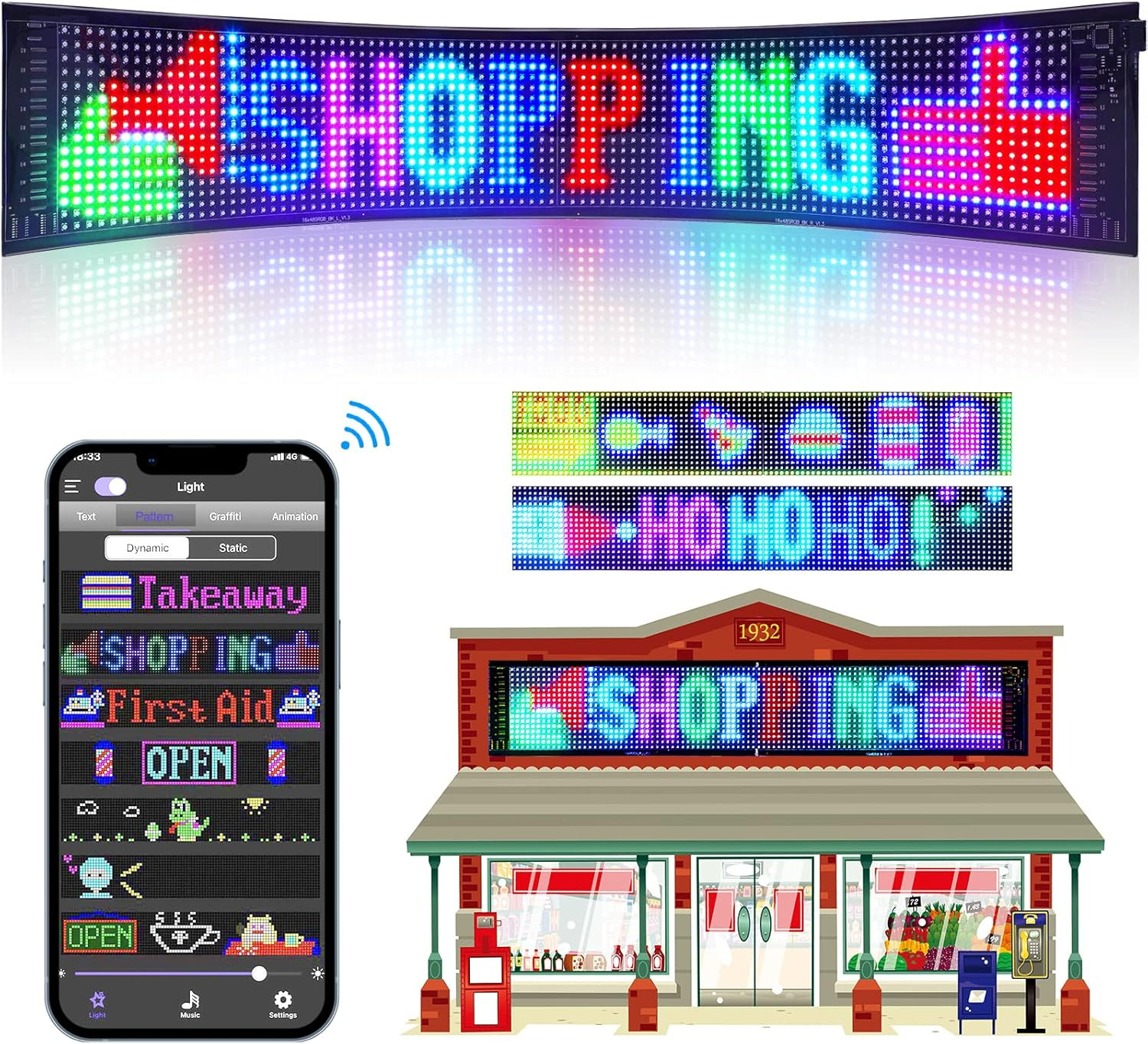 Programmable Led Sign, Scrolling Message Led Shop Signs Flexible Digital Display