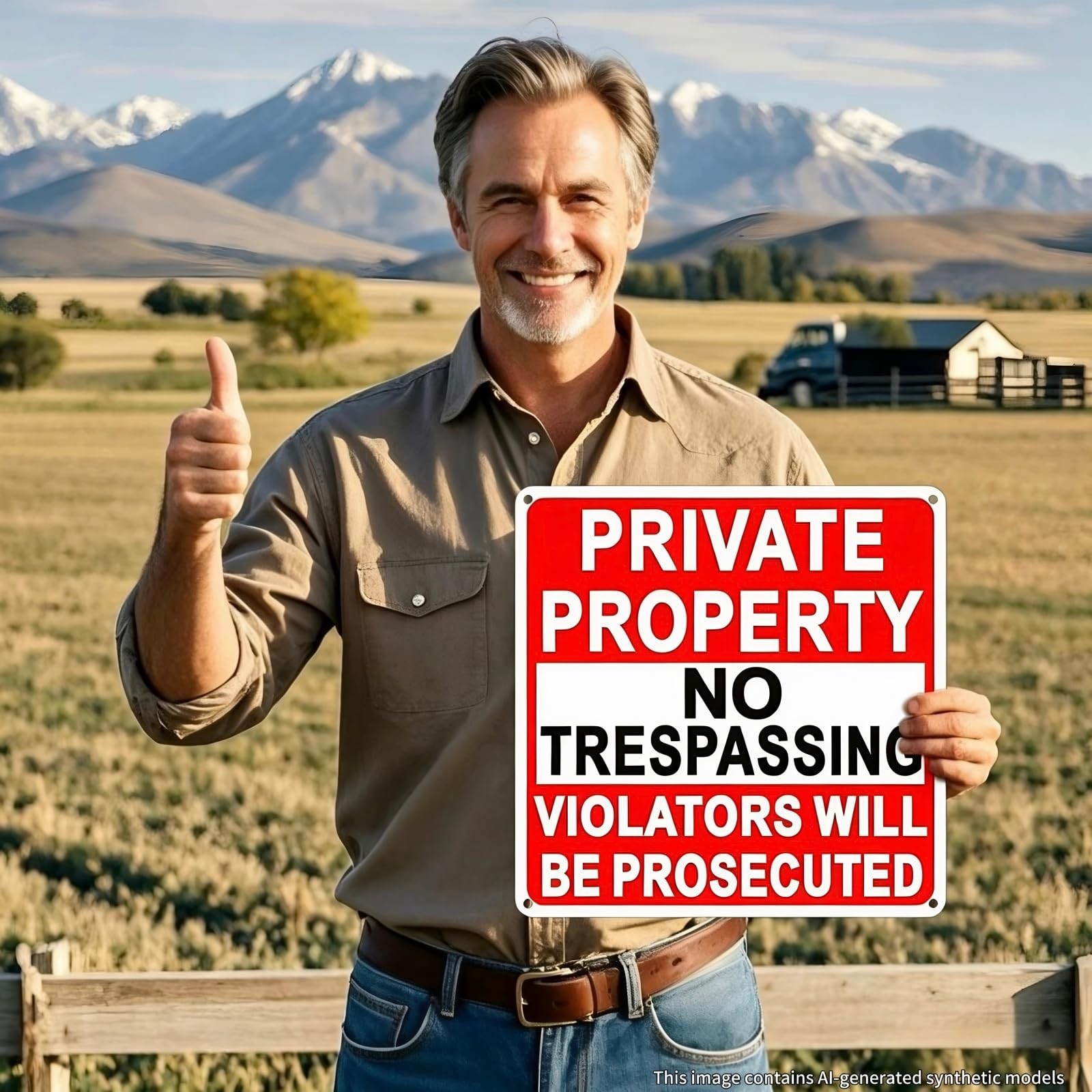 4 Pack No Trespassing Signs Private Property, 9.5 x 9.5 Inch Aluminum Sign