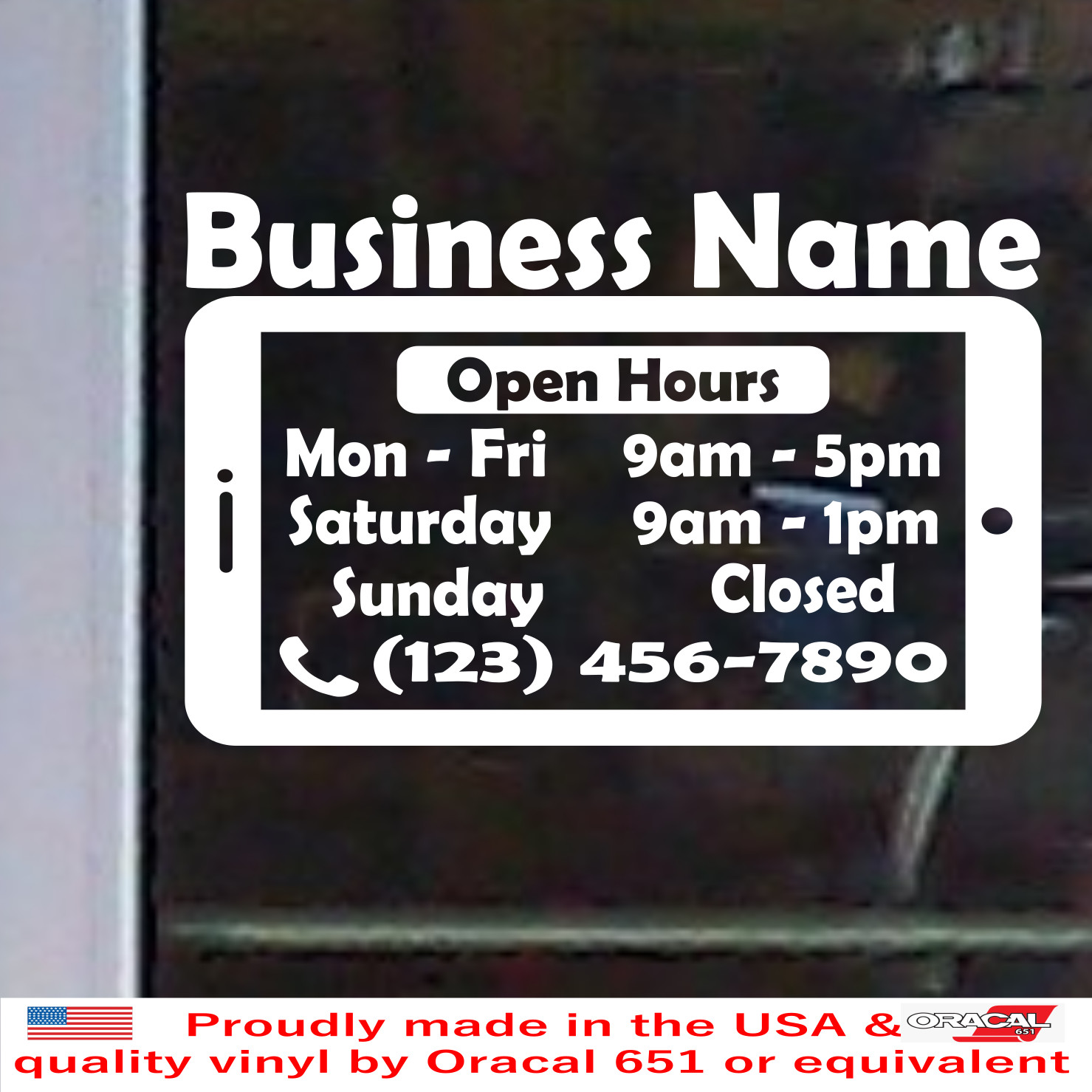 Custom Store Smart Phone Shop Tablet Repair Fix OPEN HOURS Vinyl Decal BS026G