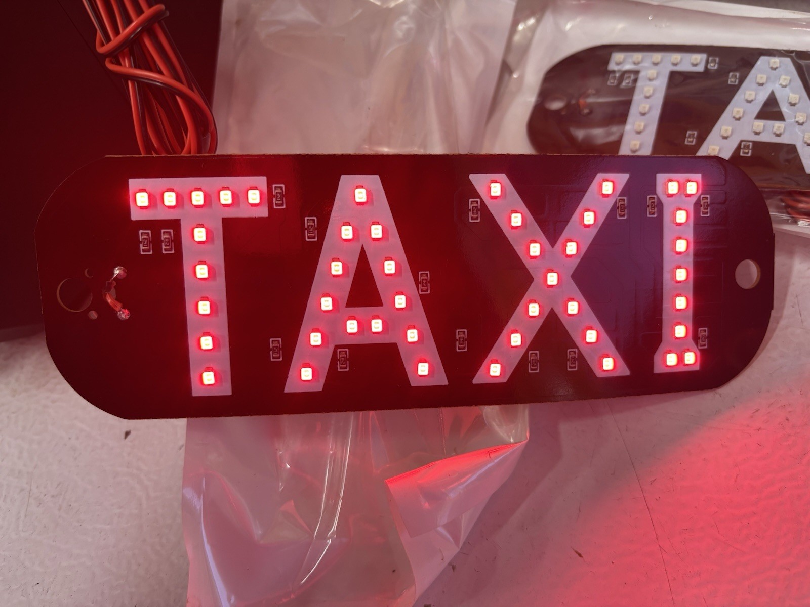 Lot Of 6 Lighted TAXI Window Sign With Suction Cups – Red – 7.5 Inch X 2.5 Inch