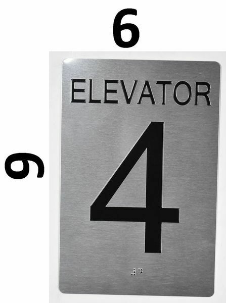Elevator 4 Sign Silver – Tactile Touch Braille Sign..6X9)…–REF24-1027