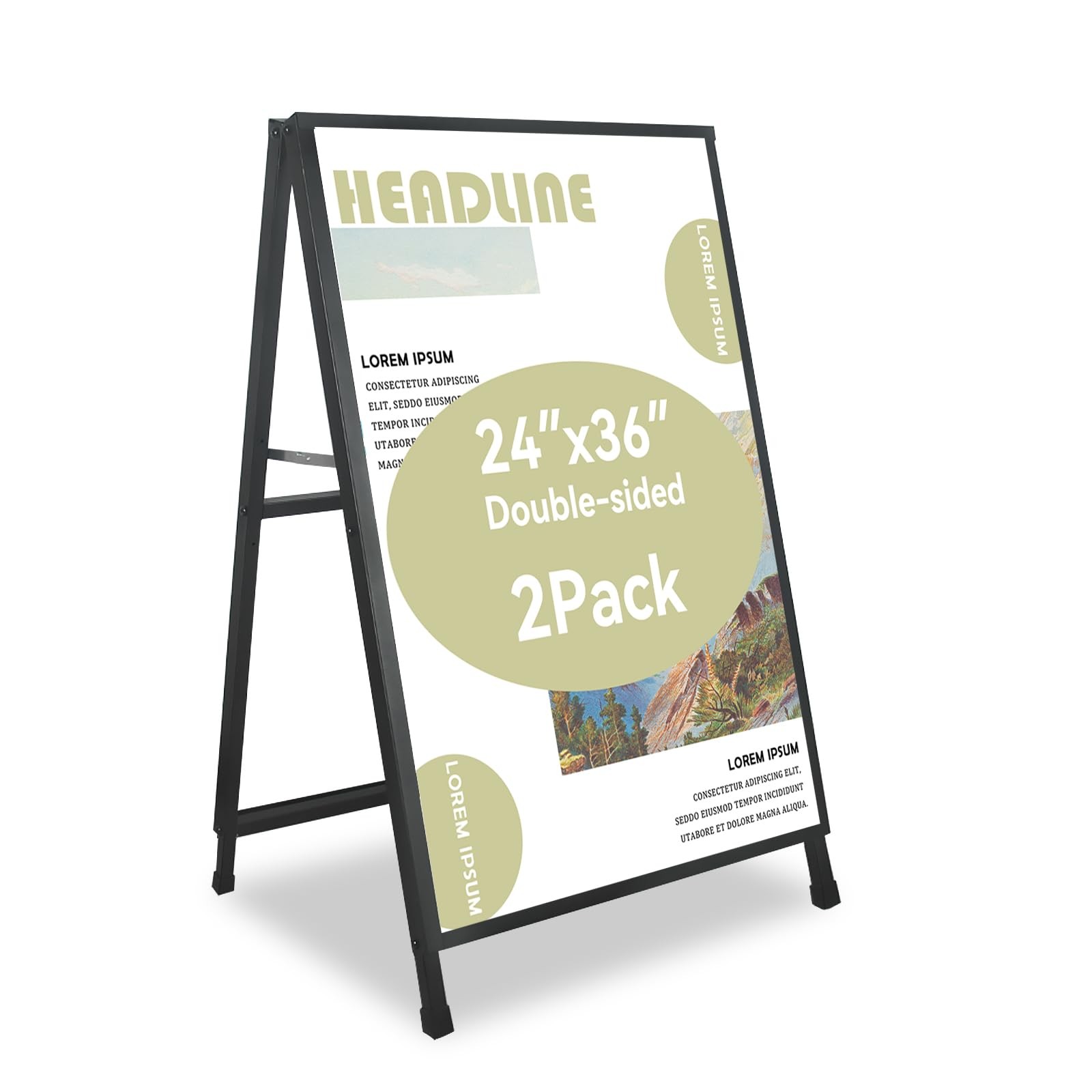 24x 36 Inch A Frame Sign Heavy Duty Double-Sided Folding Sign 2PACK Frame Only