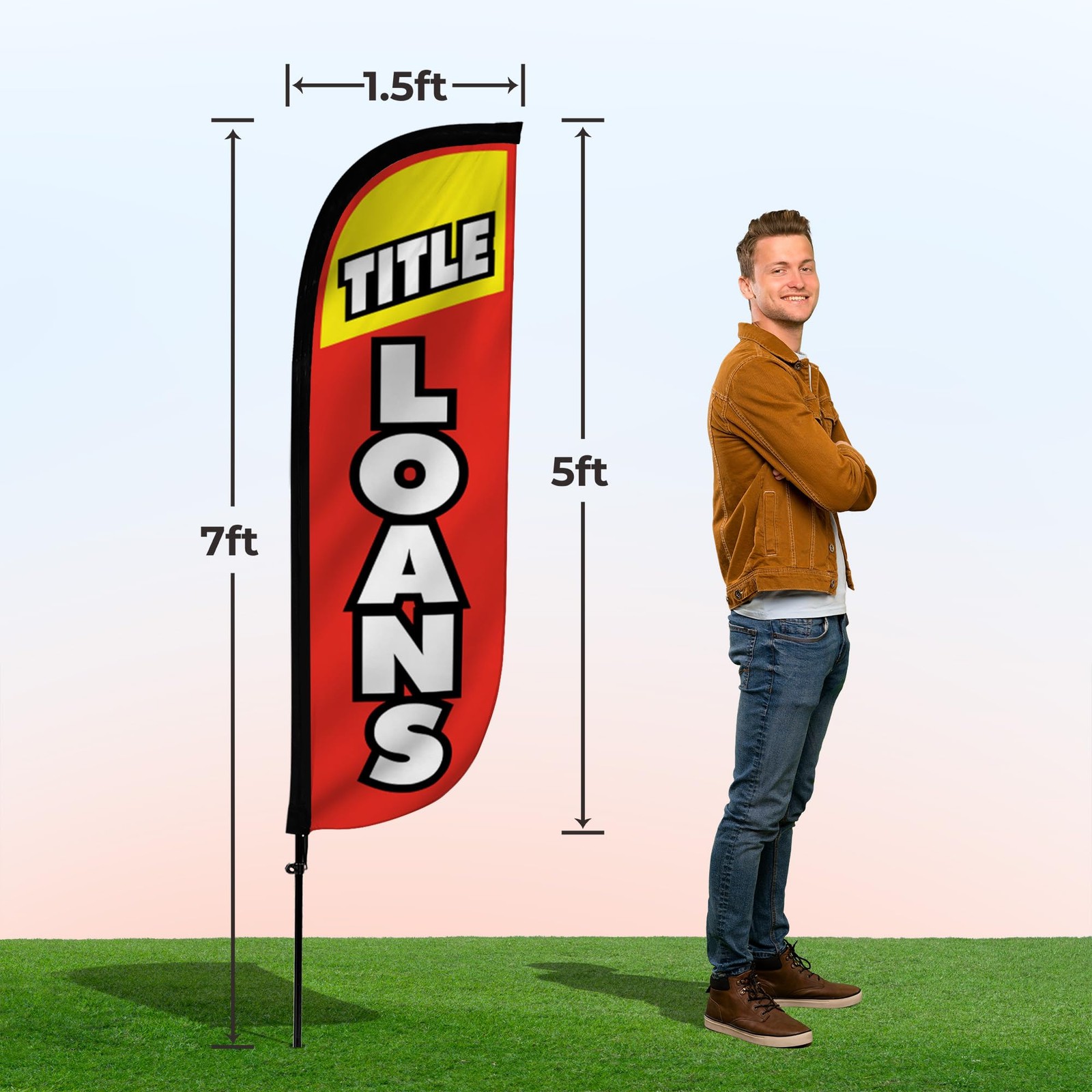 Lookourway Feather Flag Pole Kit – 7 Feet Tall Advertising Banner Fiberglass