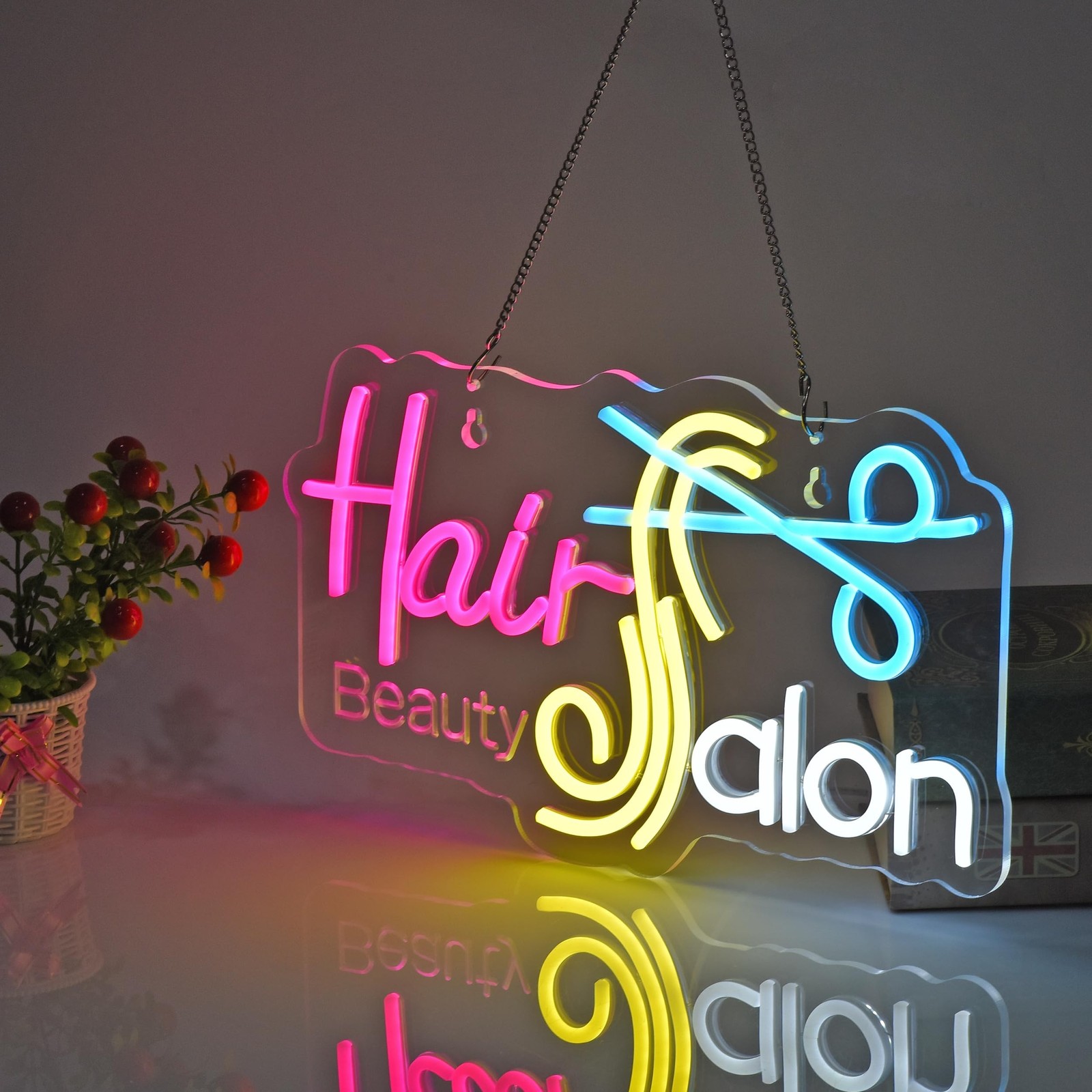 Hair Salon Neon Sign, Neon Lights Hanging Wall Art Decoration for Business Be…