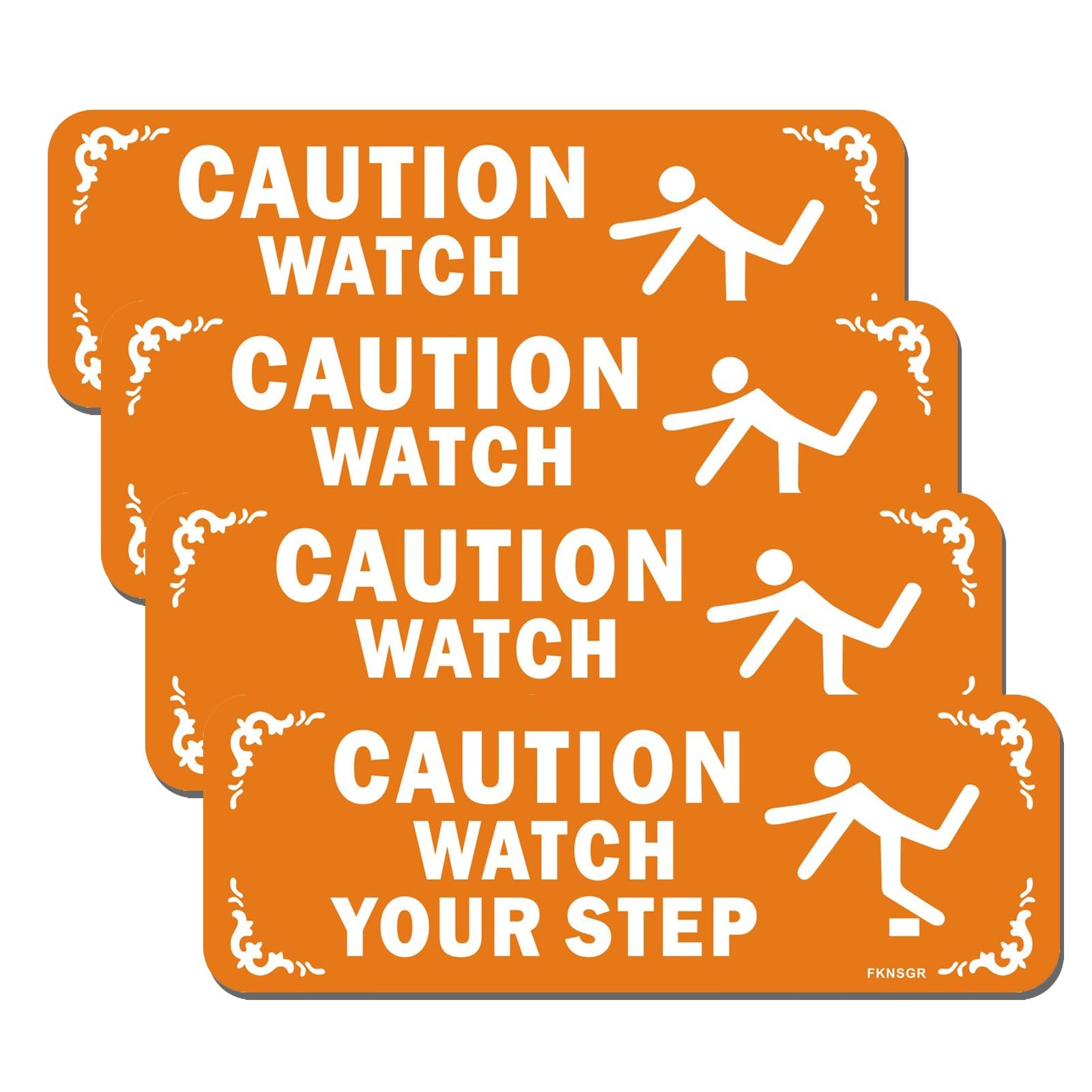 4 PCS 9×3 Inches Caution Watch Your Step Sign Acrylic for Bathroom UV Safe