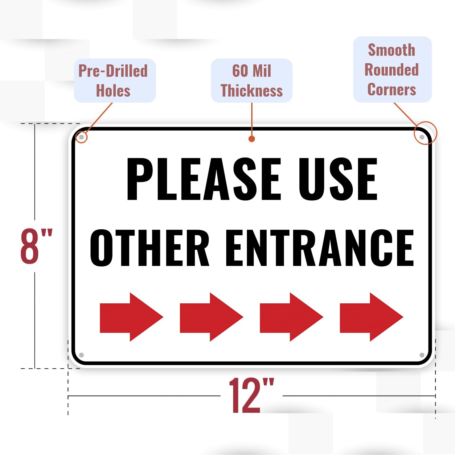 1PC Please Use Other Door Sign Right Arrow, 12 x 8 Inches – Aluminum – Please…
