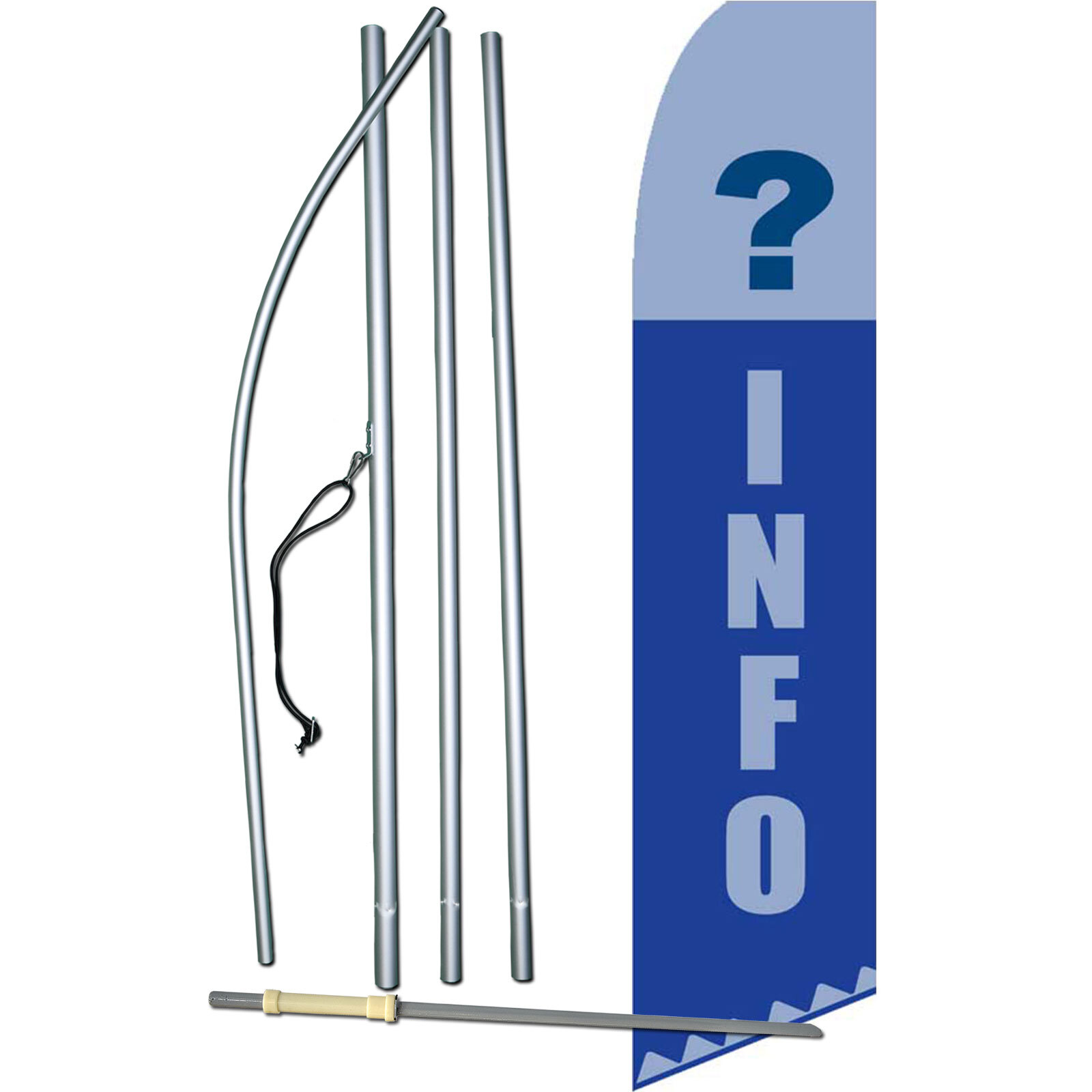 Info ? Blue Flag with Flag Pole and Spike
