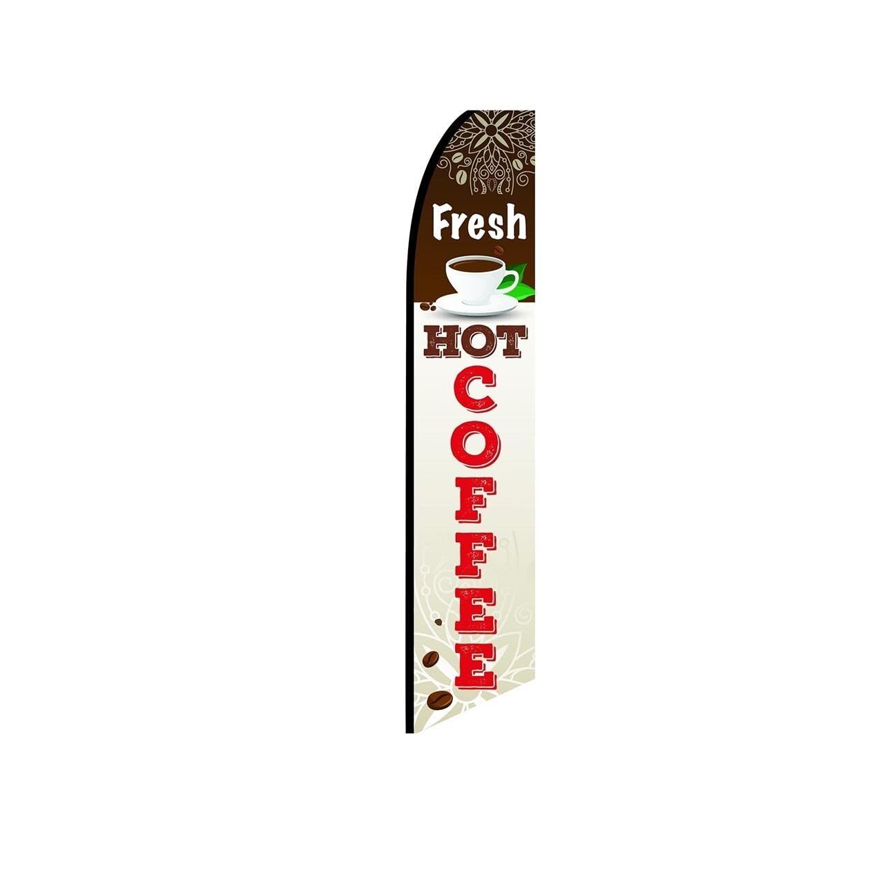 Fresh Hot Coffee Brown Swooper Flutter Feather Flag | 3ft W x 11.5ft Tall