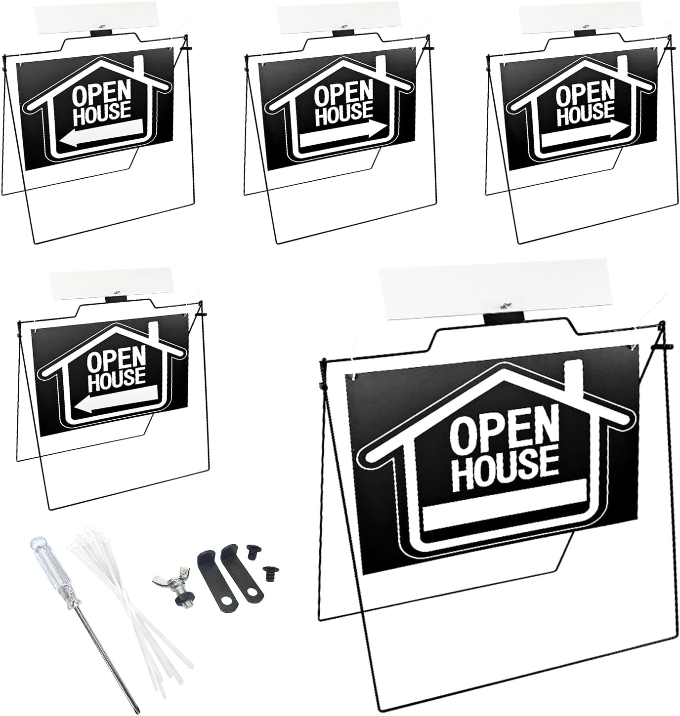 5 Pack Open House Signs for Real Estate – Real Estate Signs with 30“x28″ 5 A-Fra
