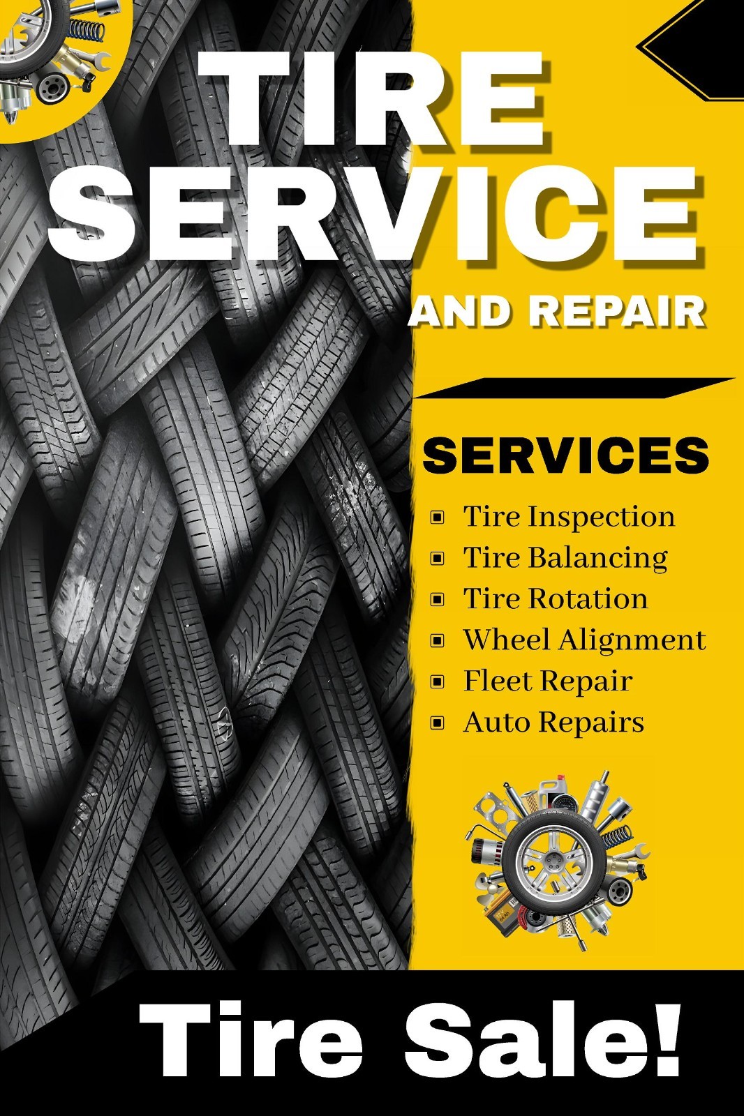Tire Service and Repair advertising poster sign