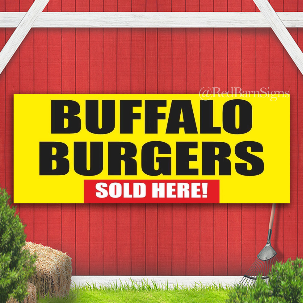 BUFFALO BURGERS Cheesecake Food Restaurant Indoor Outdoor Banner Sign