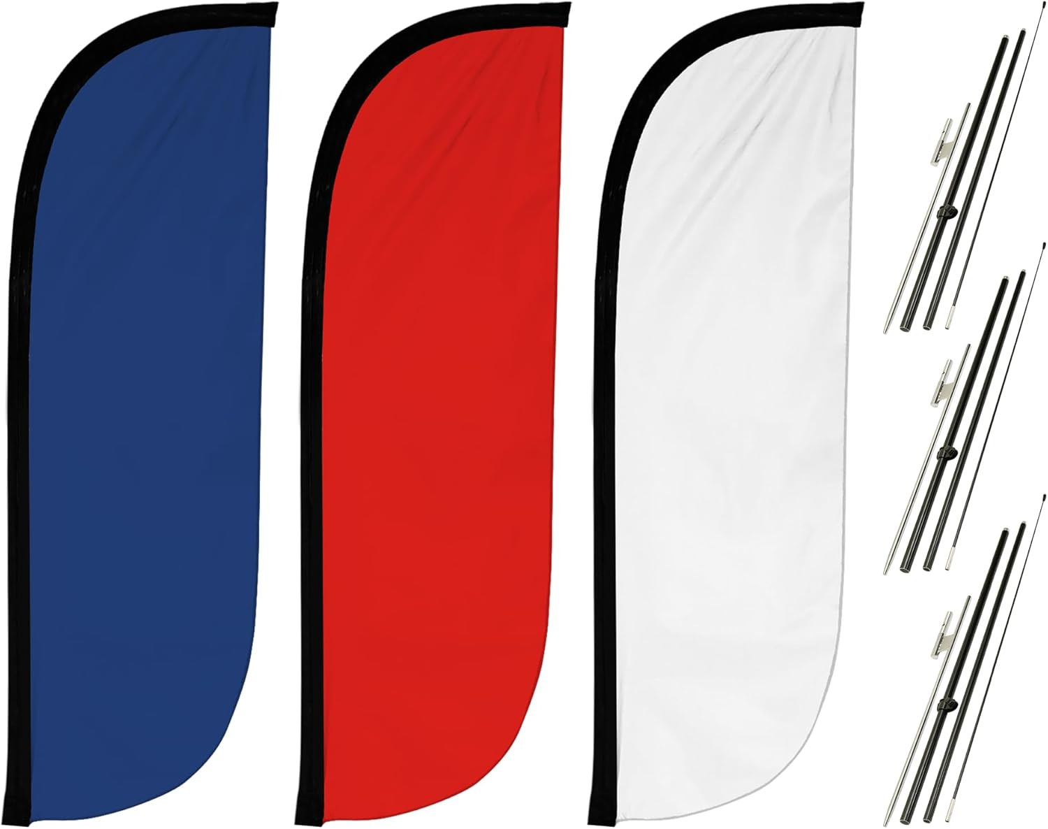 Feather Flag Pole Kit 3-Pack Bundle – 7Ft Tall Advertising Banners with Poles an