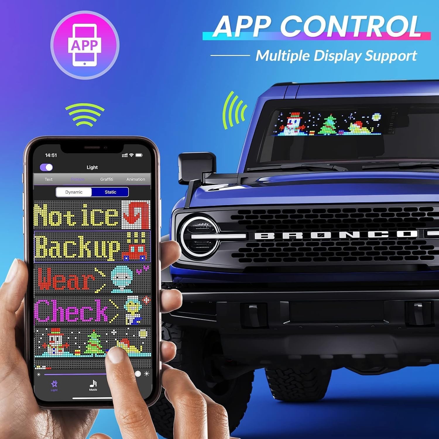 Flexible LED Matrix Panel RGB Car Display APP Control Custom Text Animated Sign