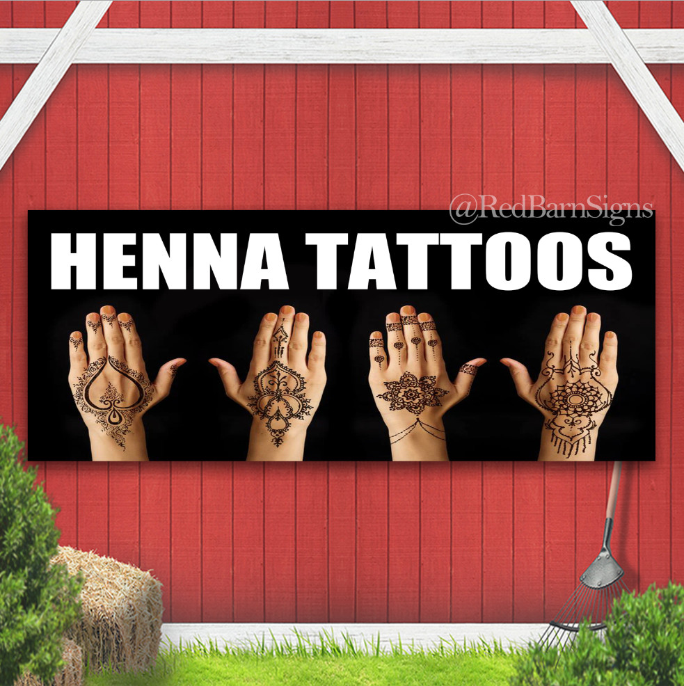 Henna Tattoos Indoor Outdoor Banner Sign with grommets