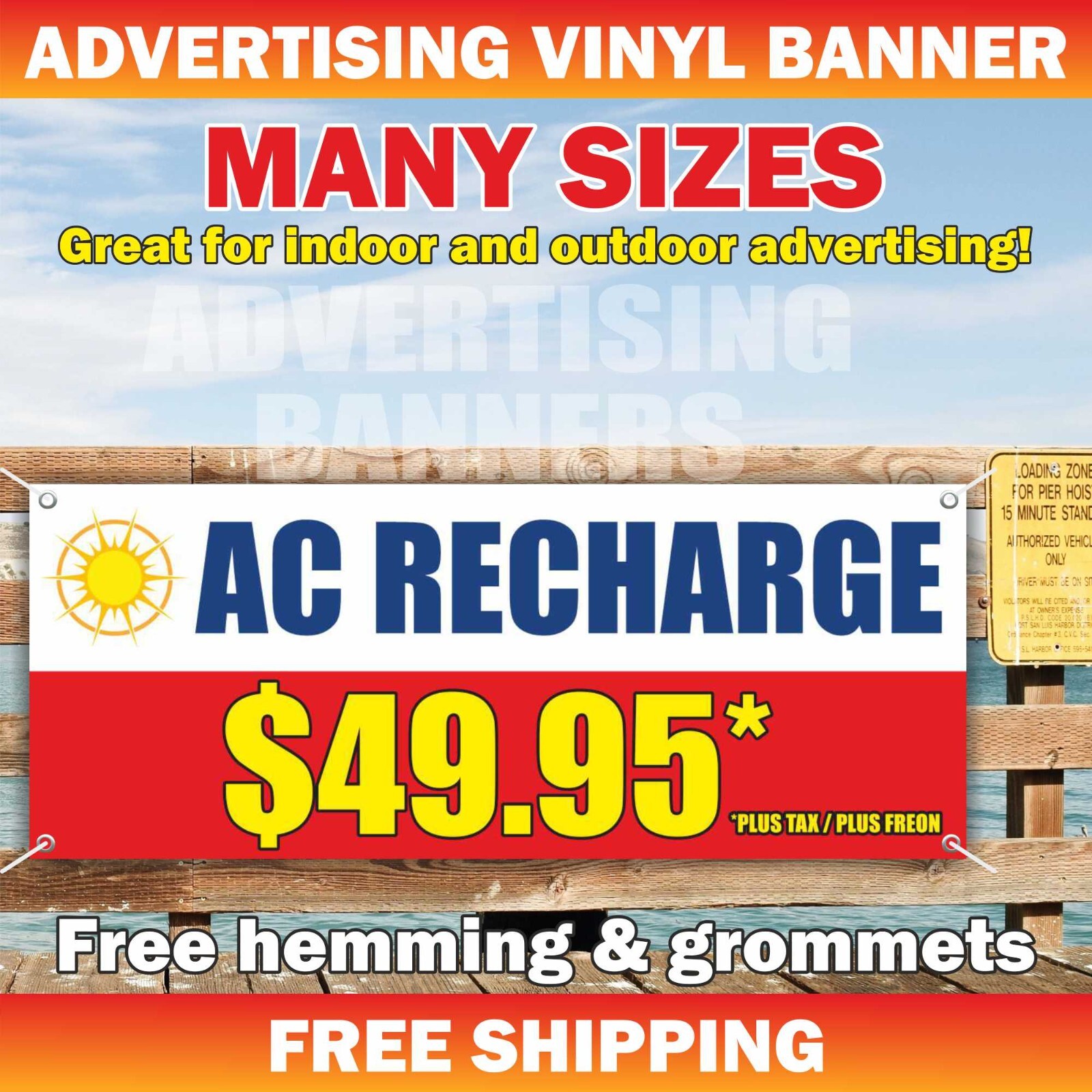 AC RECHARGE Advertising Banner Vinyl Mesh Sign Auto Car Repair Shop Fix AC CHECK