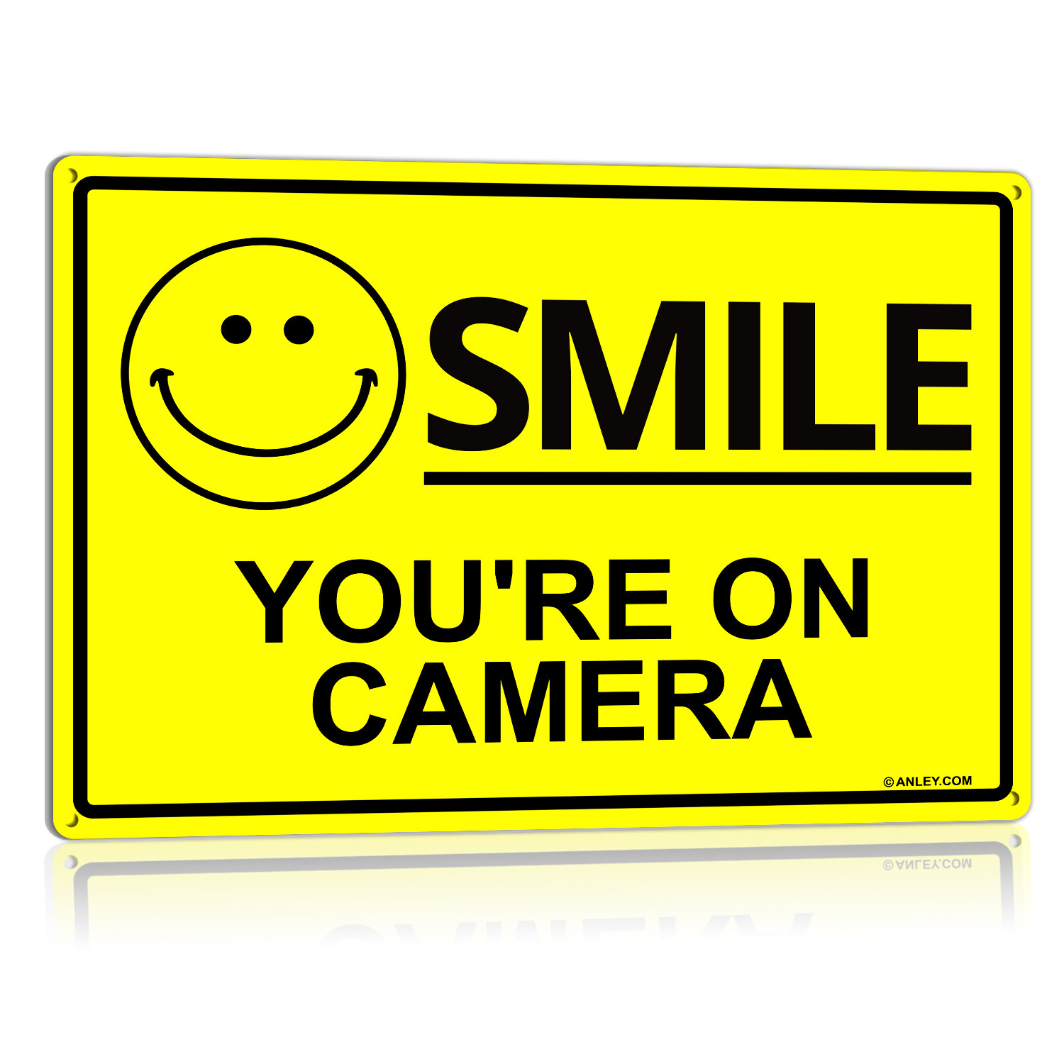 Anley Smile You’re on Camera Sign 7 X 10 In – Weatherproof Aluminum Warning Sign