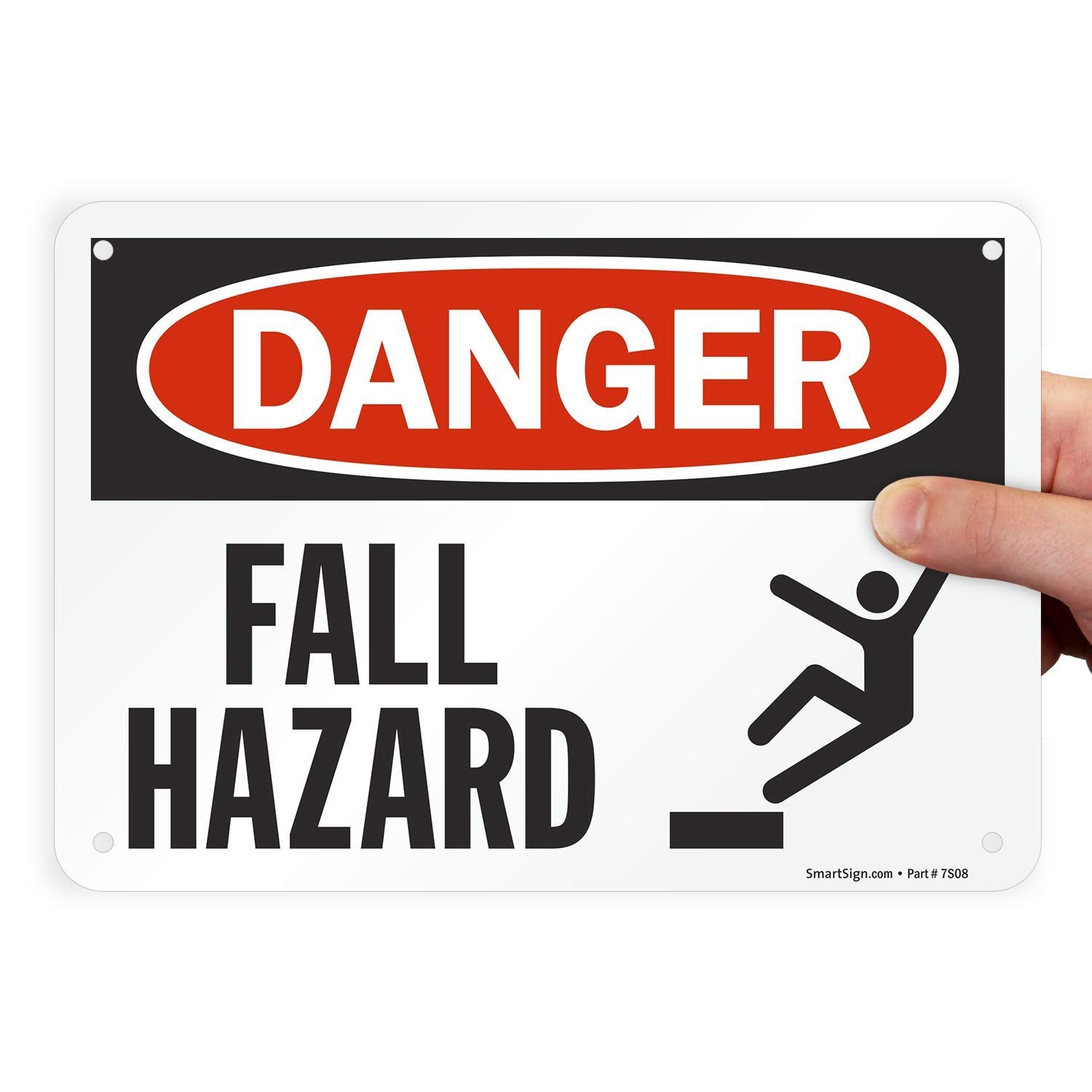 1 PC U92104NP_7x10 Danger Fall Hazard Sign 7×10″ Plastic Black Red White