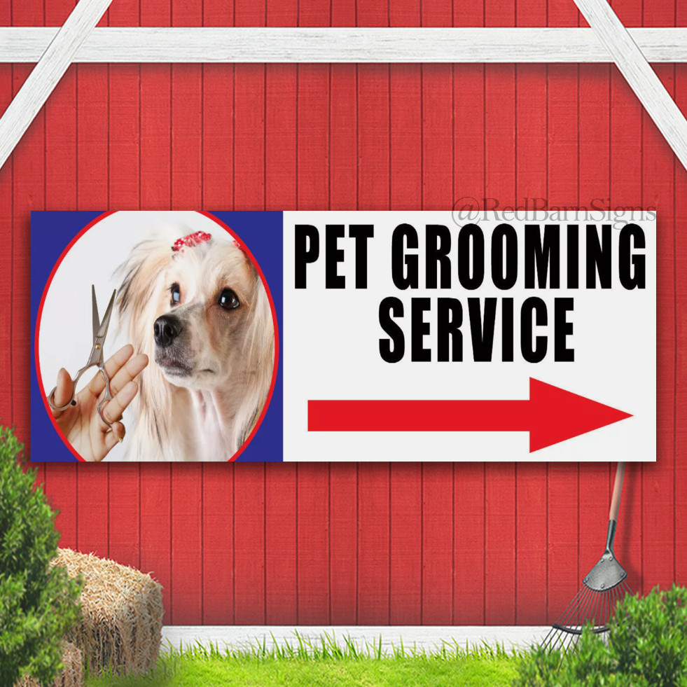 PET GROOMING DIRECTIONAL SIGN PVC Printed BANNER OUTDOOR SIGN PVC with Eyelets