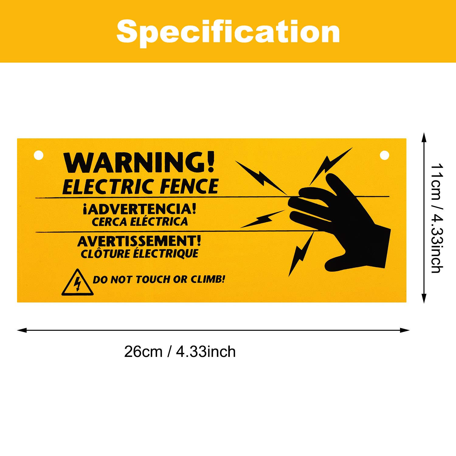 8 Pieces Electric Fence Warning Signs 10 X 4 Inch Plastic Danger Electric Fence