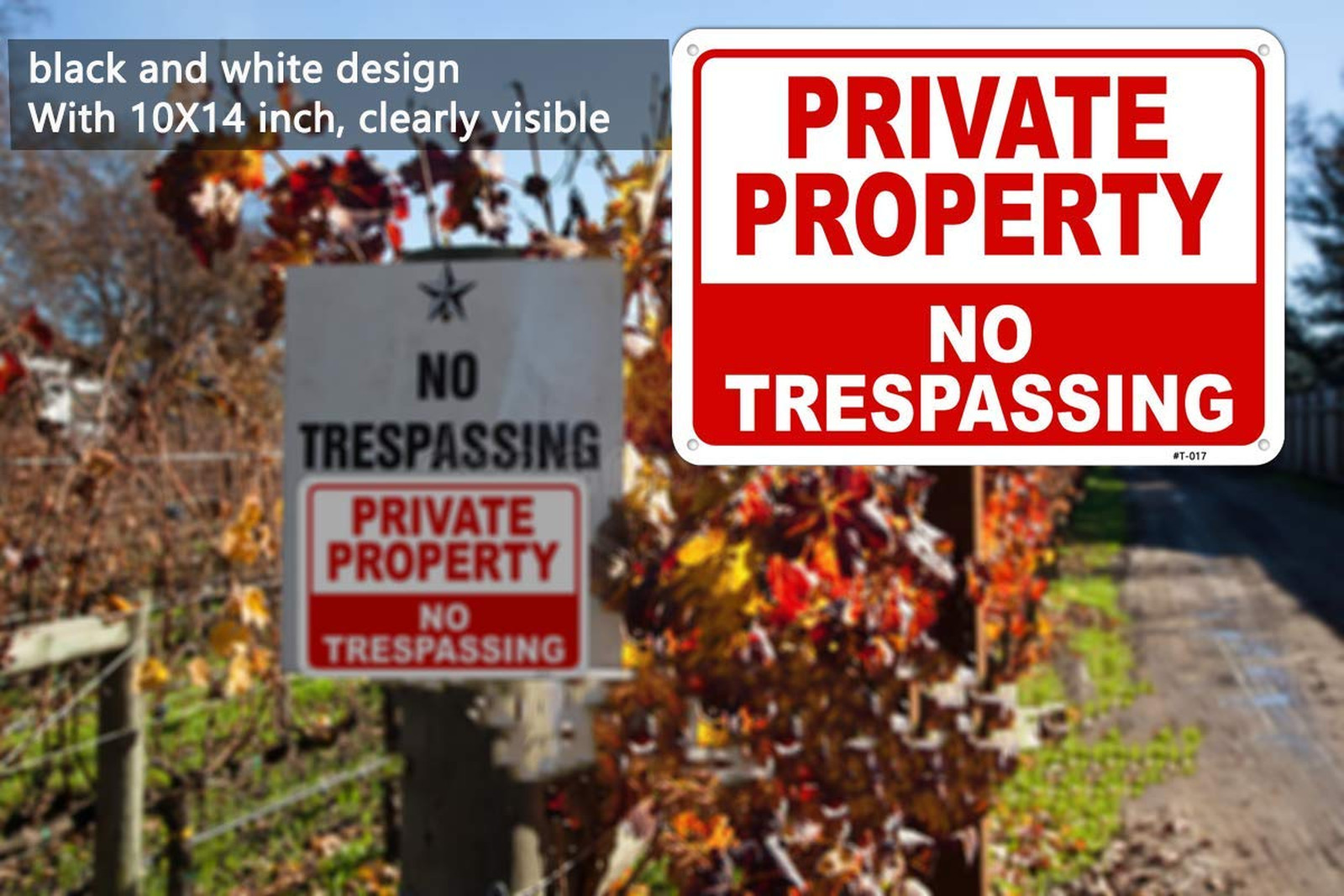 Private Property No Trespassing Sign Aluminum 10×14 Inch UV Outdoor Fence Yard