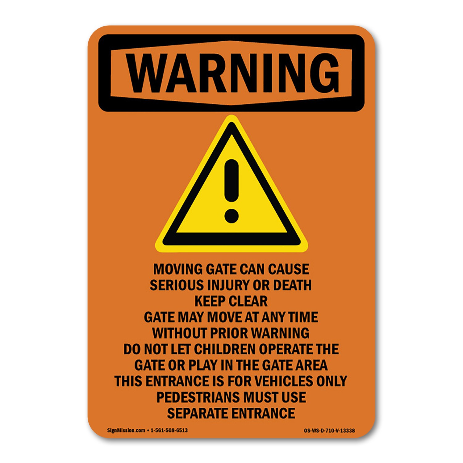 Moving Gate Can Cause ANSI Warning Sign Metal Plastic Decal