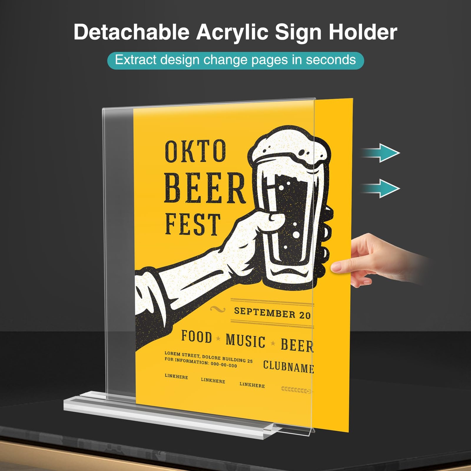 Relx 6 Pack Acrylic Sign Holder 8.5 x 11, Vertical T Shape Plastic 6pack