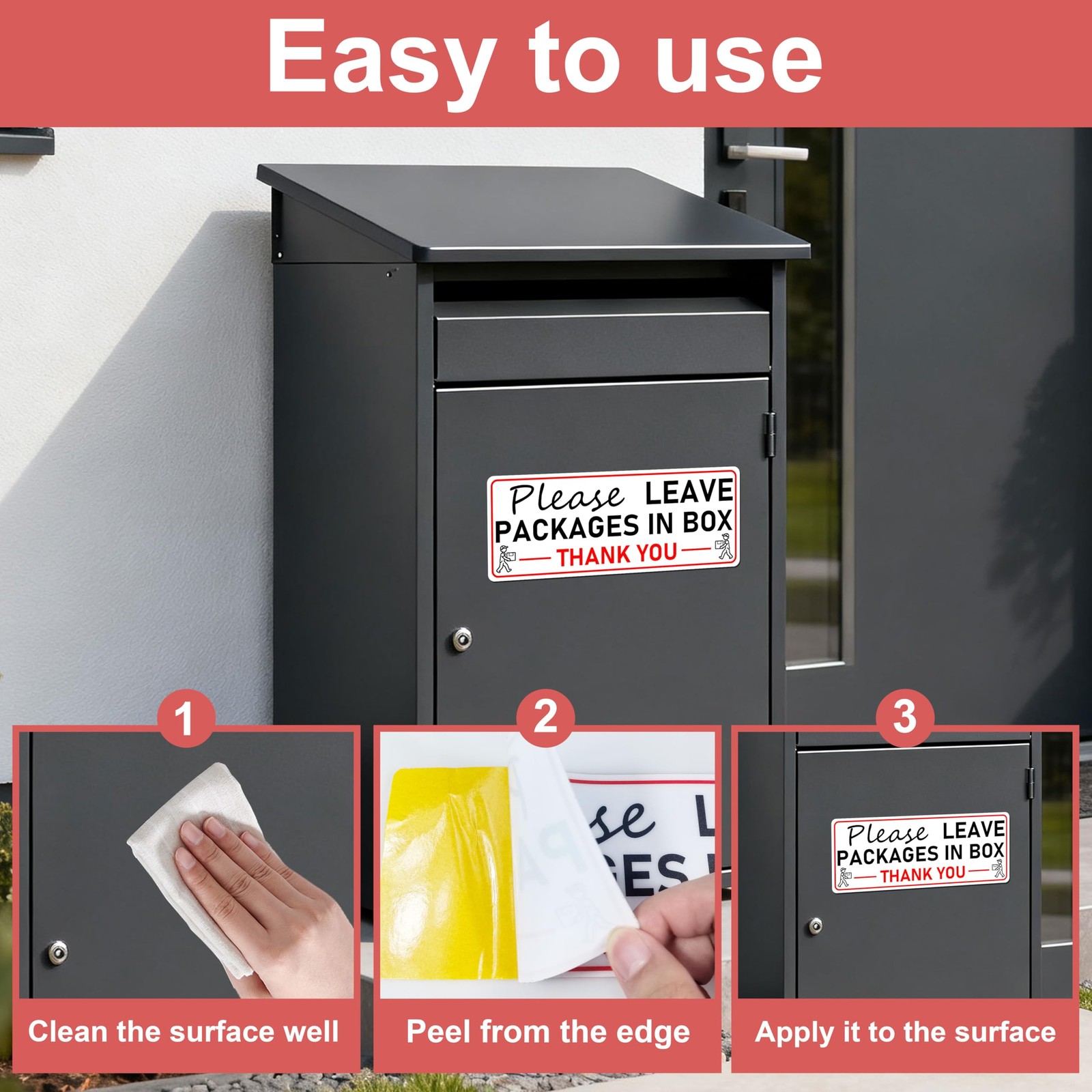 4Pcs Please Leave Package in Sticker for Home, 3.5×9 inch -Adhesive Delivery …