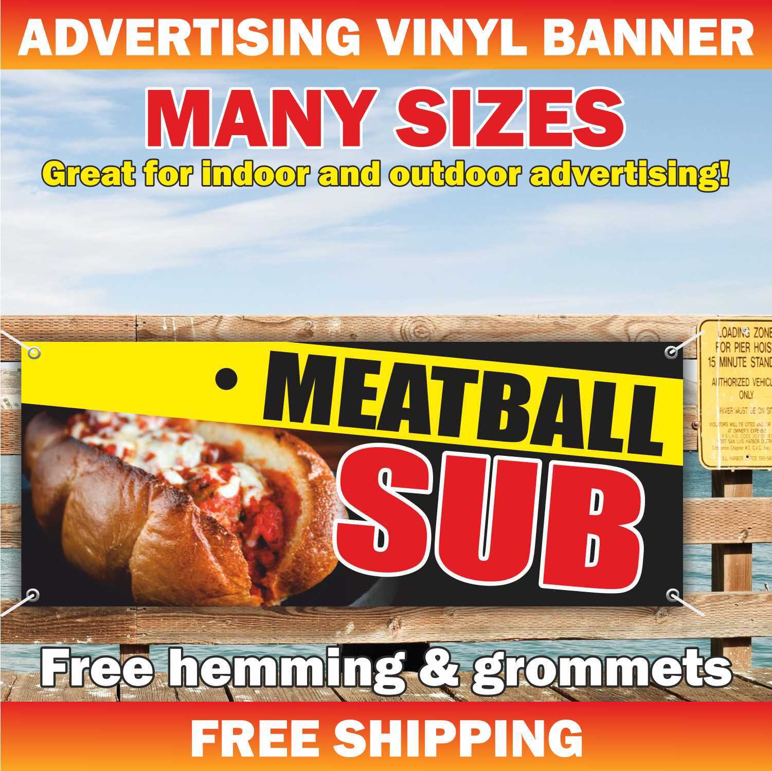 MEATBALL SUBS advertising Banner Vinyl Mesh Sign subway burger fast food bar