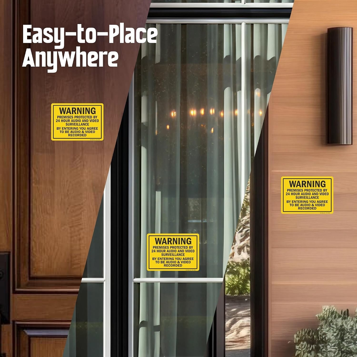 Pack of 4 5 x7 inch “Warning – Premises Protected by 24 Hour Audio and Video …