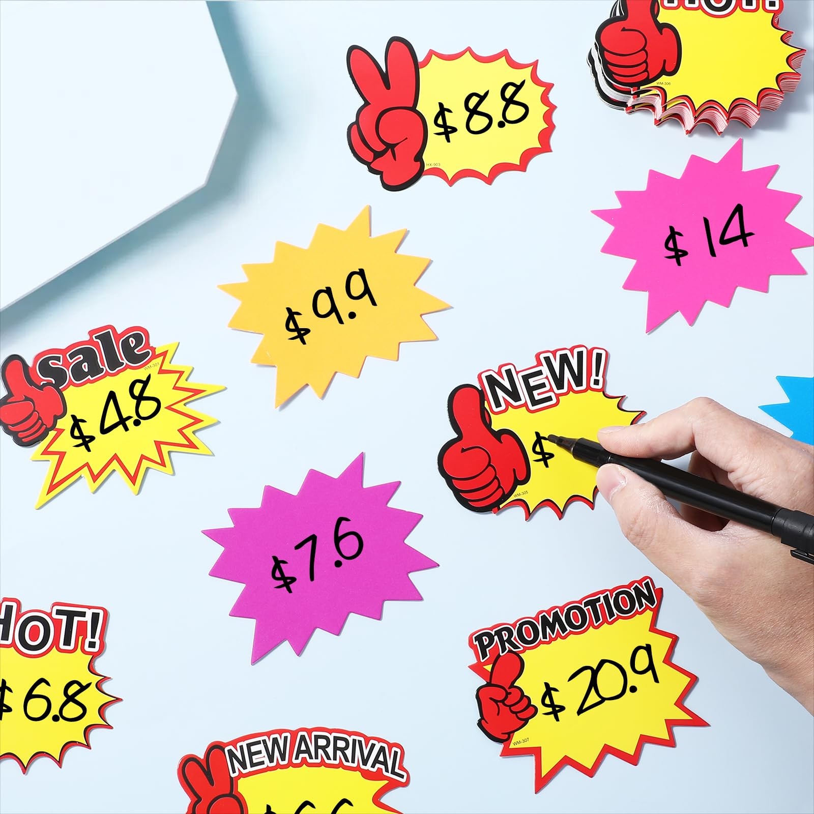 1200 PCS Starburst Sale Signs 12 Styles Fluorescent Price Tags Retail